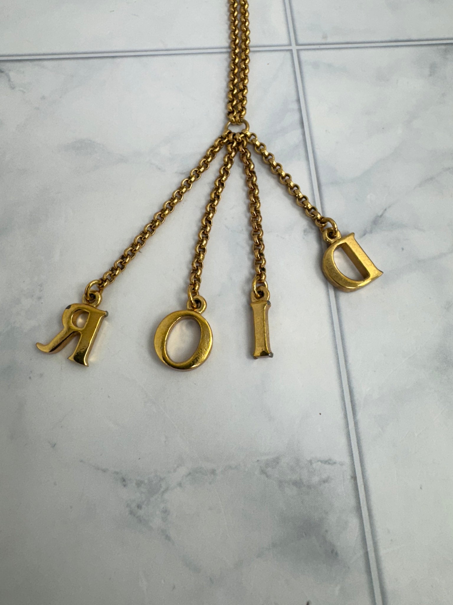 Christian Dior Gold Tone Letters Necklace