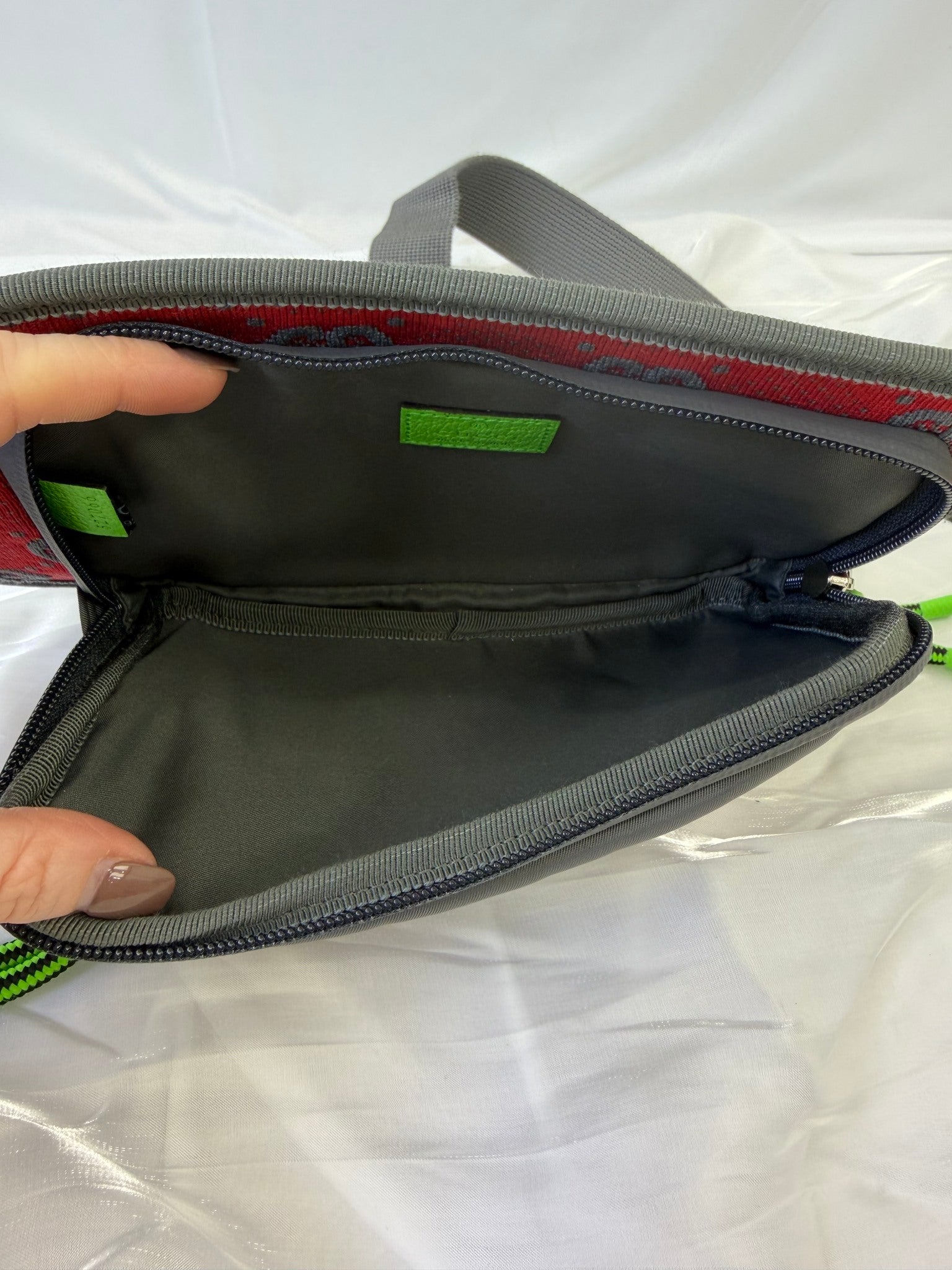 Gucci Red And Gray Nylon Belt Bag