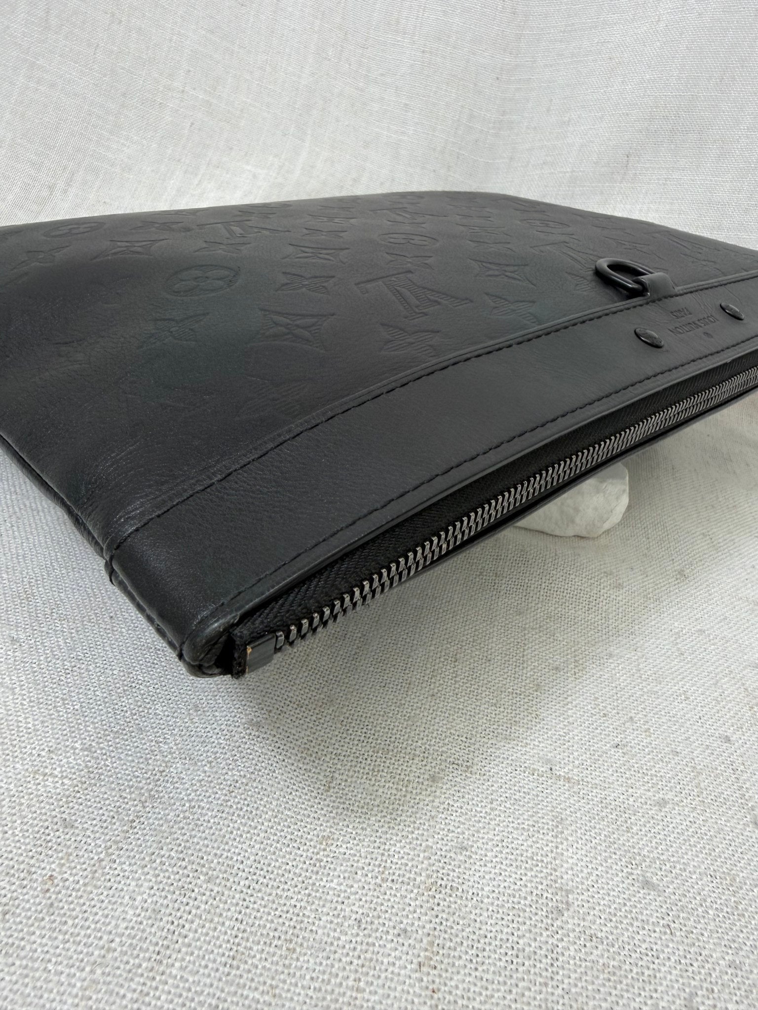 Louis Vuitton Black Shadow Monogram  Pochette Voyage Souple Pouch 