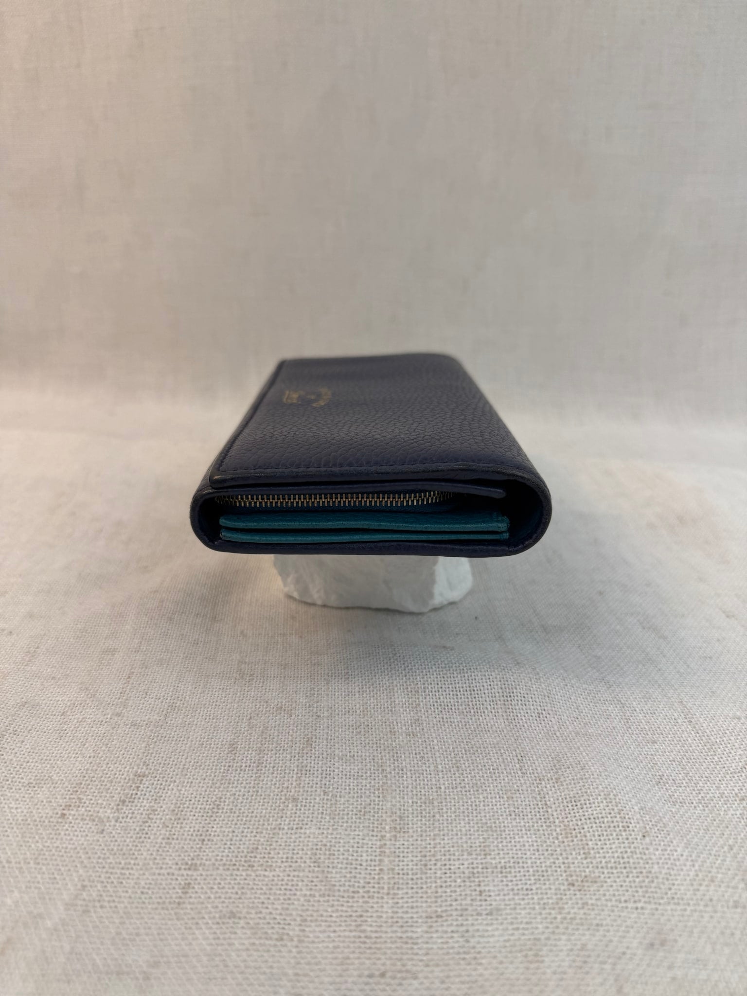 Gucci Navy Leather Swing Continental Long Wallet