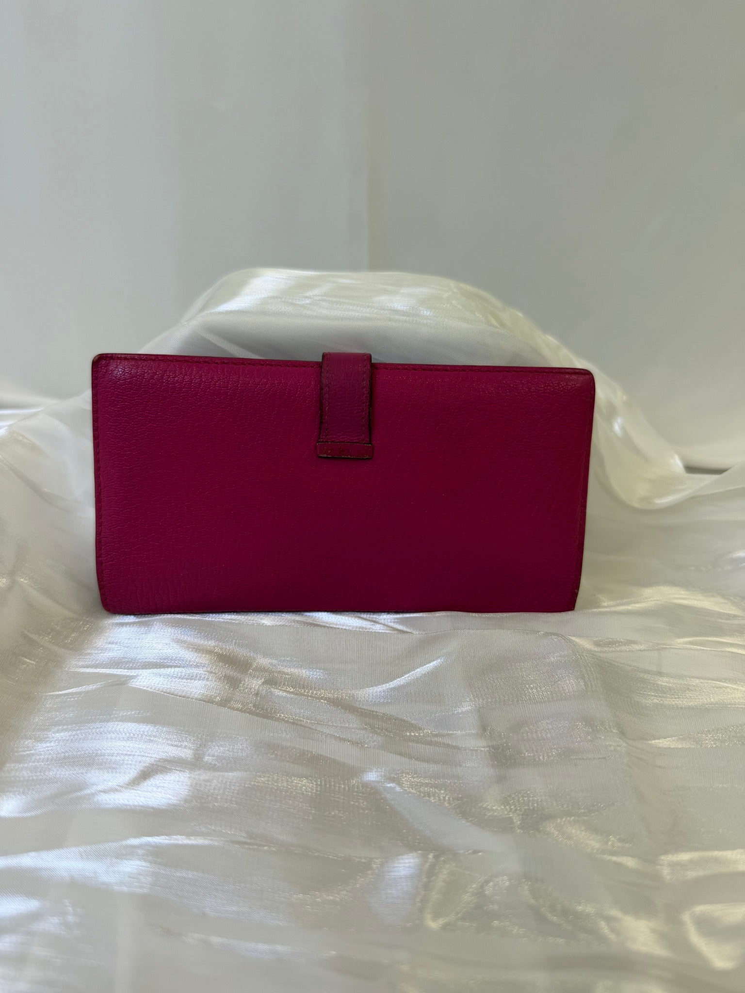 Hermes Pink Leather Bearn Wallet