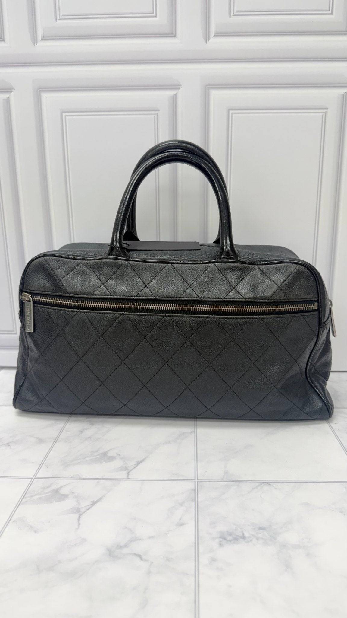 Chanel Black Caviar Leather Bowler Bag 