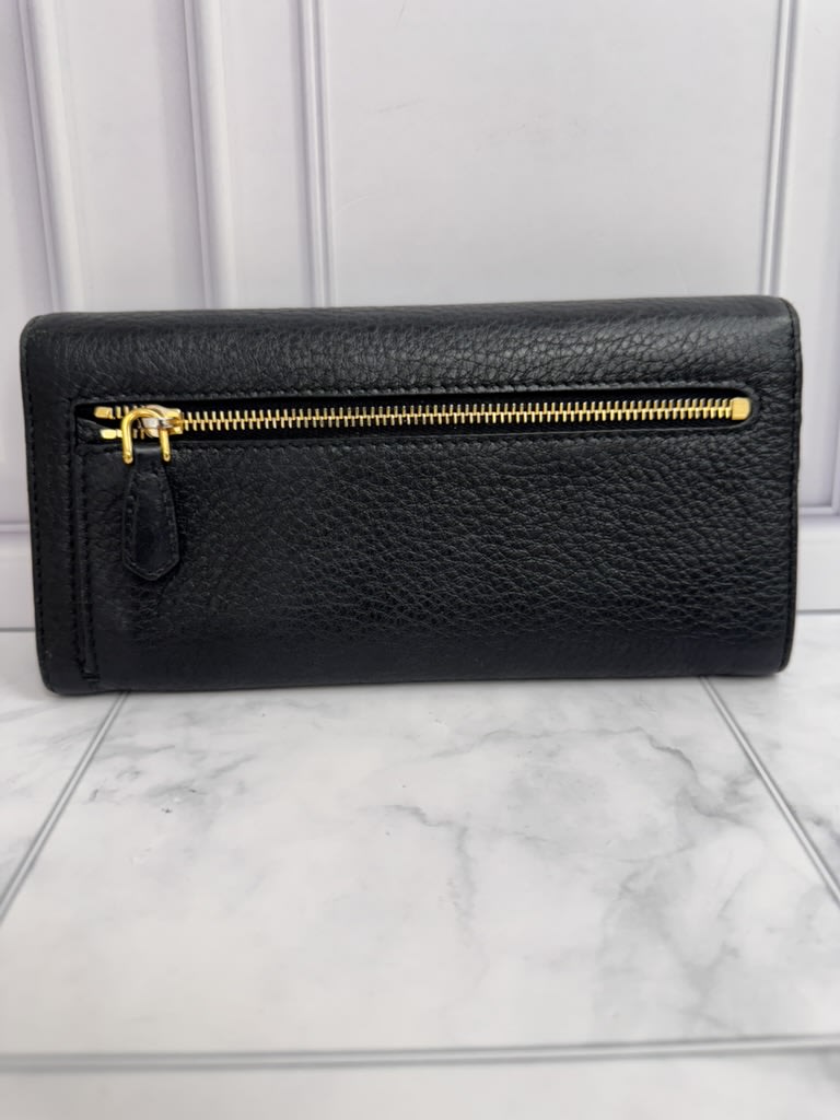Prada Black Grained Leather Long Wallet