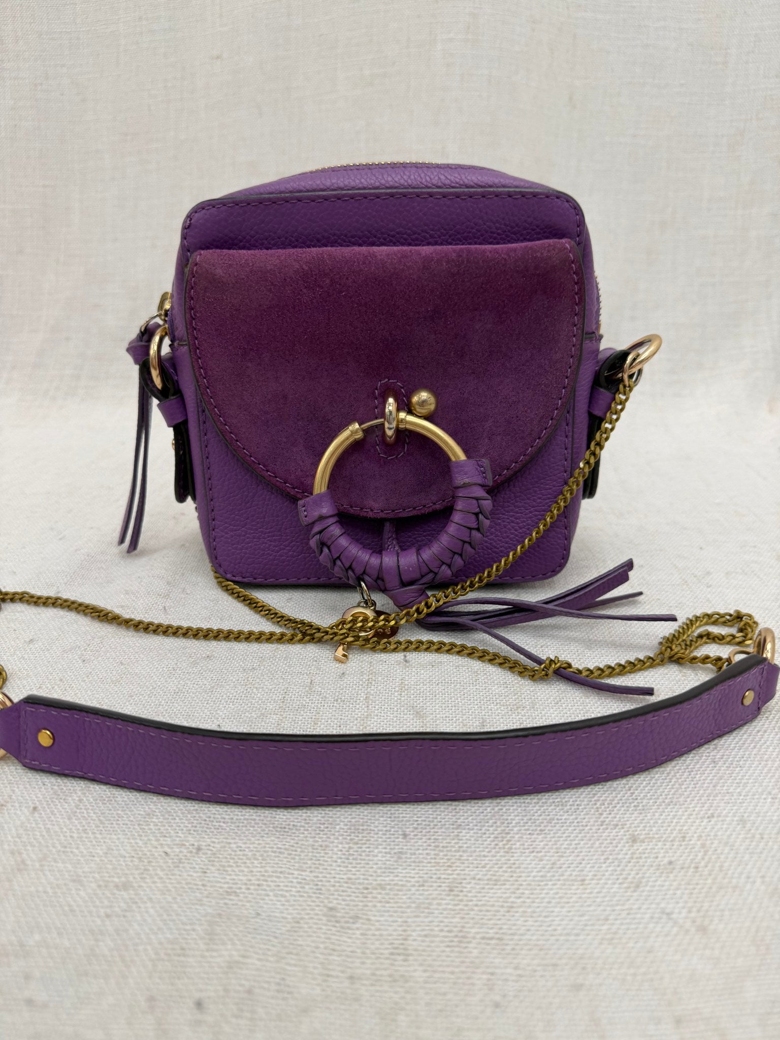  See by Chloe Purple Suede & Leather Joan Mini Camera Bag