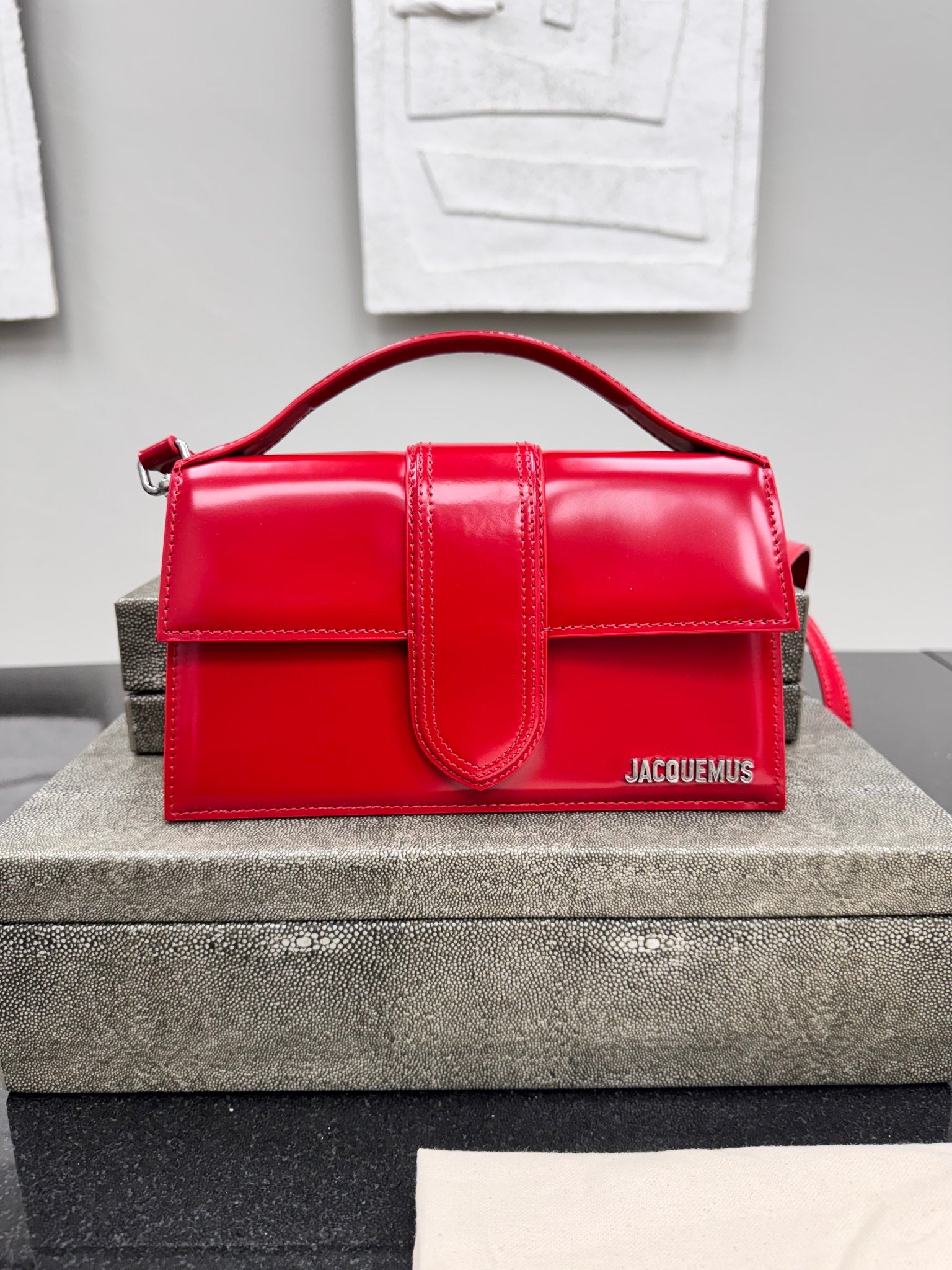 LIKE NEW - Jacquemus Red Leather Le Grand Bambino Shoulder Bag