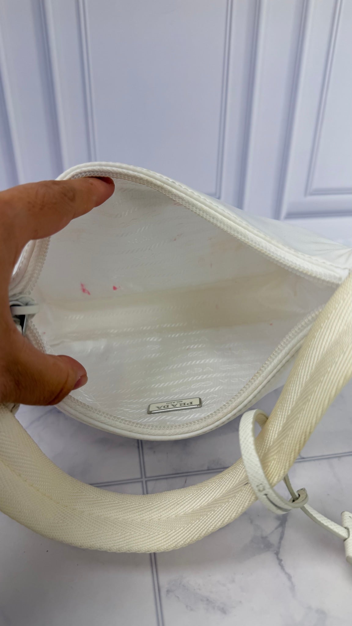 Prada White Nylon Re Edition 2000 Shoulder Bag 