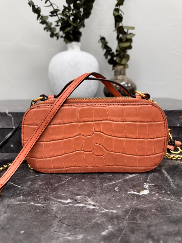 Chloe Orange Croc Leather Mini Chain Shoulder Bag