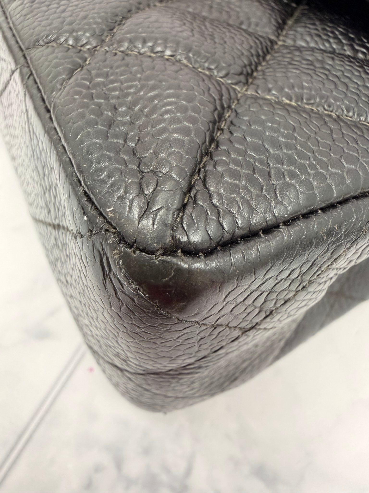 Chanel Black Quilted Caviar Leather Small Classic Double Flap Bag 