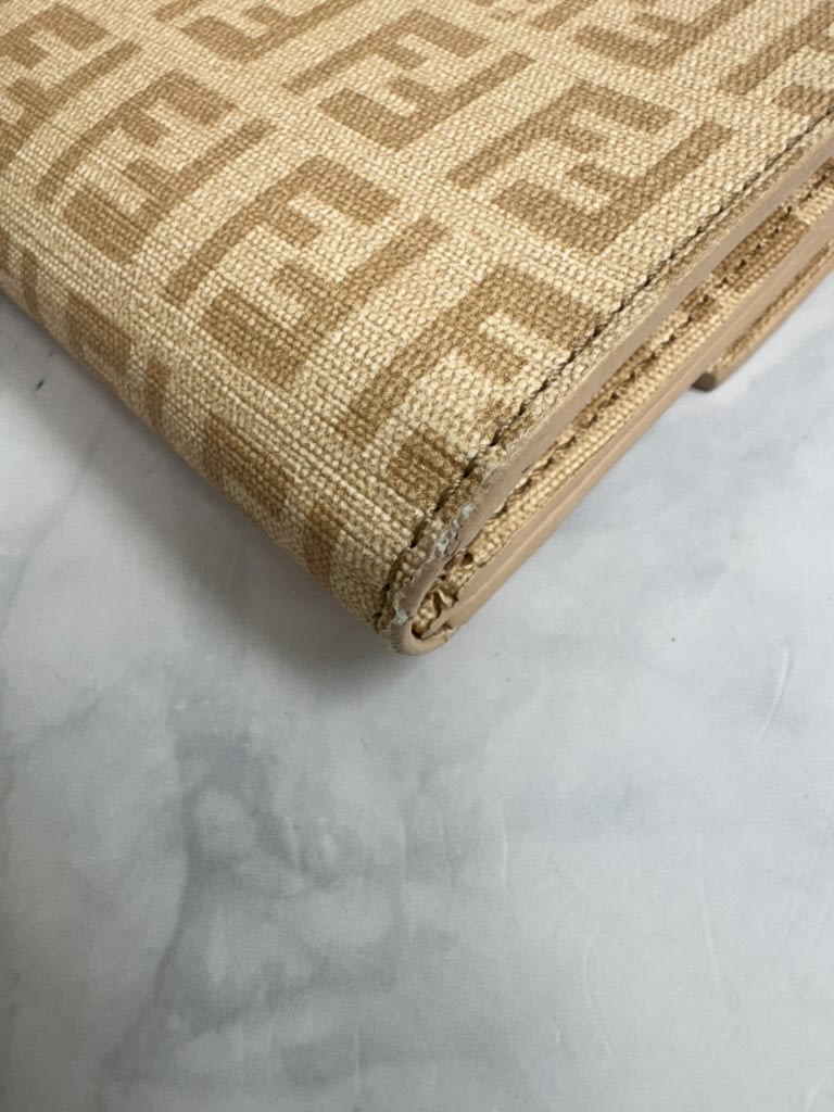 Fendi Peach Zucchino Coated Canvas Long Wallet