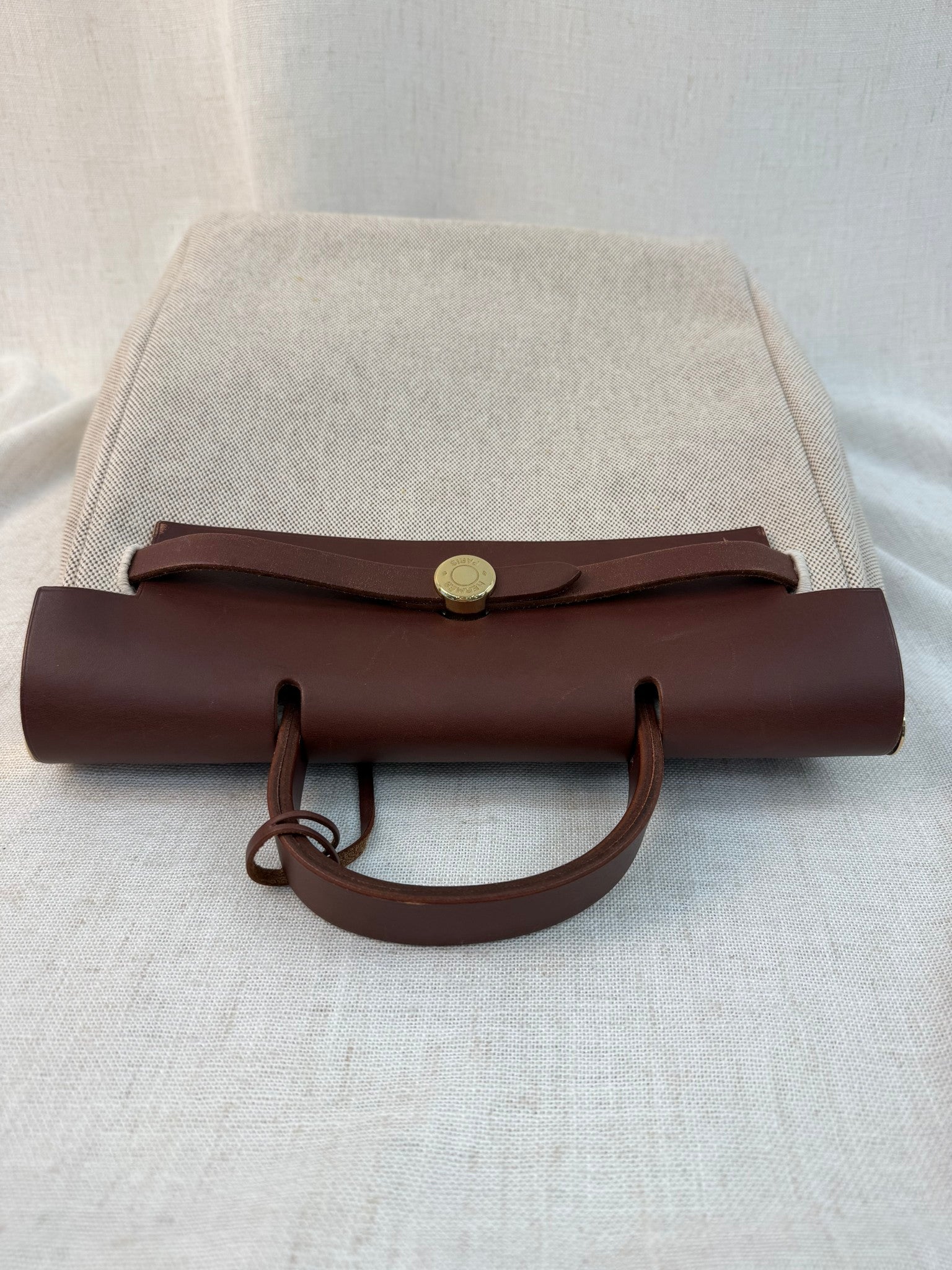 Hermes Tan Canvas Herbag  Backpack