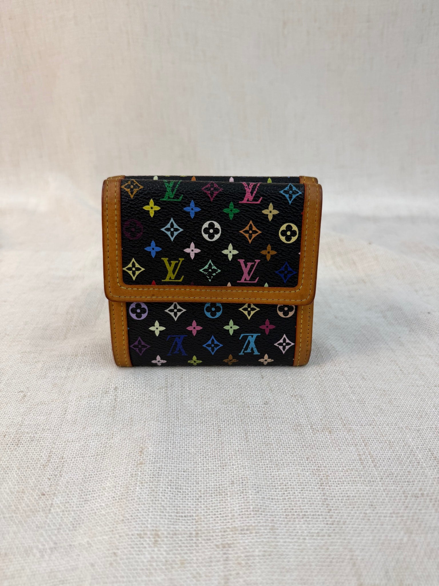 Louis Vuitton Black Multicolor Elise Compact Wallet