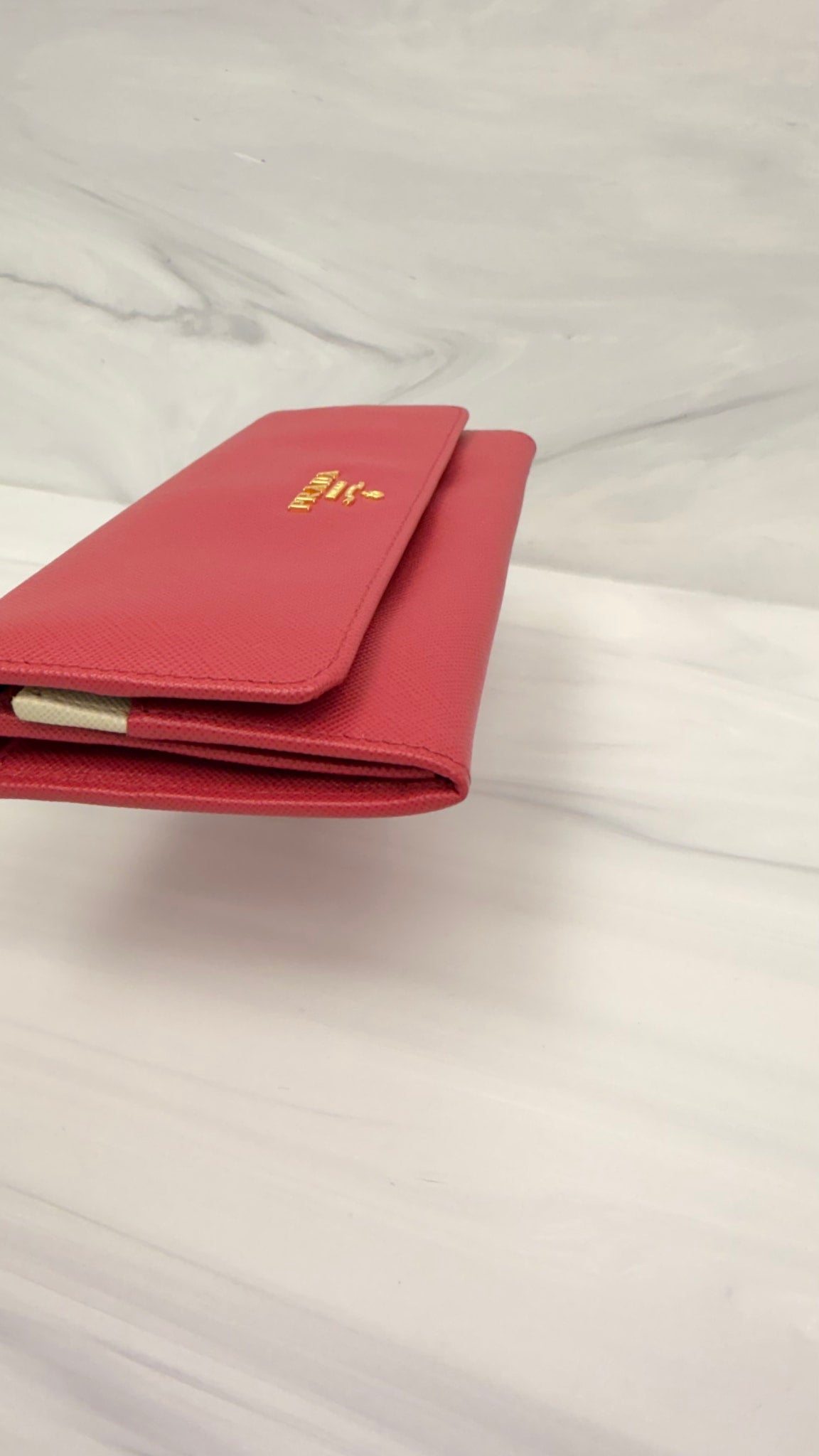 Prada Pink Saffiano Leather Flap Wallet