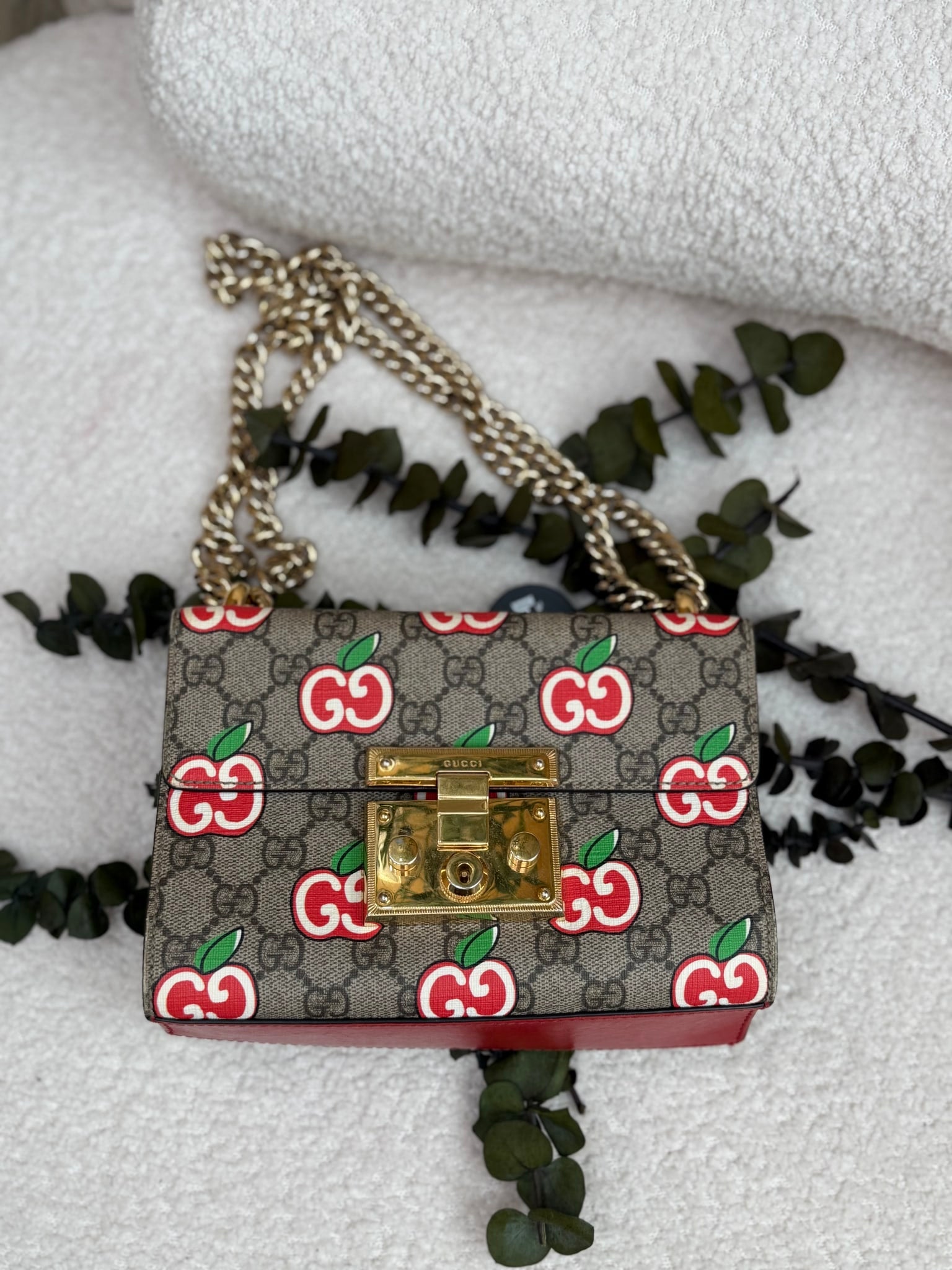 Gucci GG Coated Canvas Apple Padlock Bag
