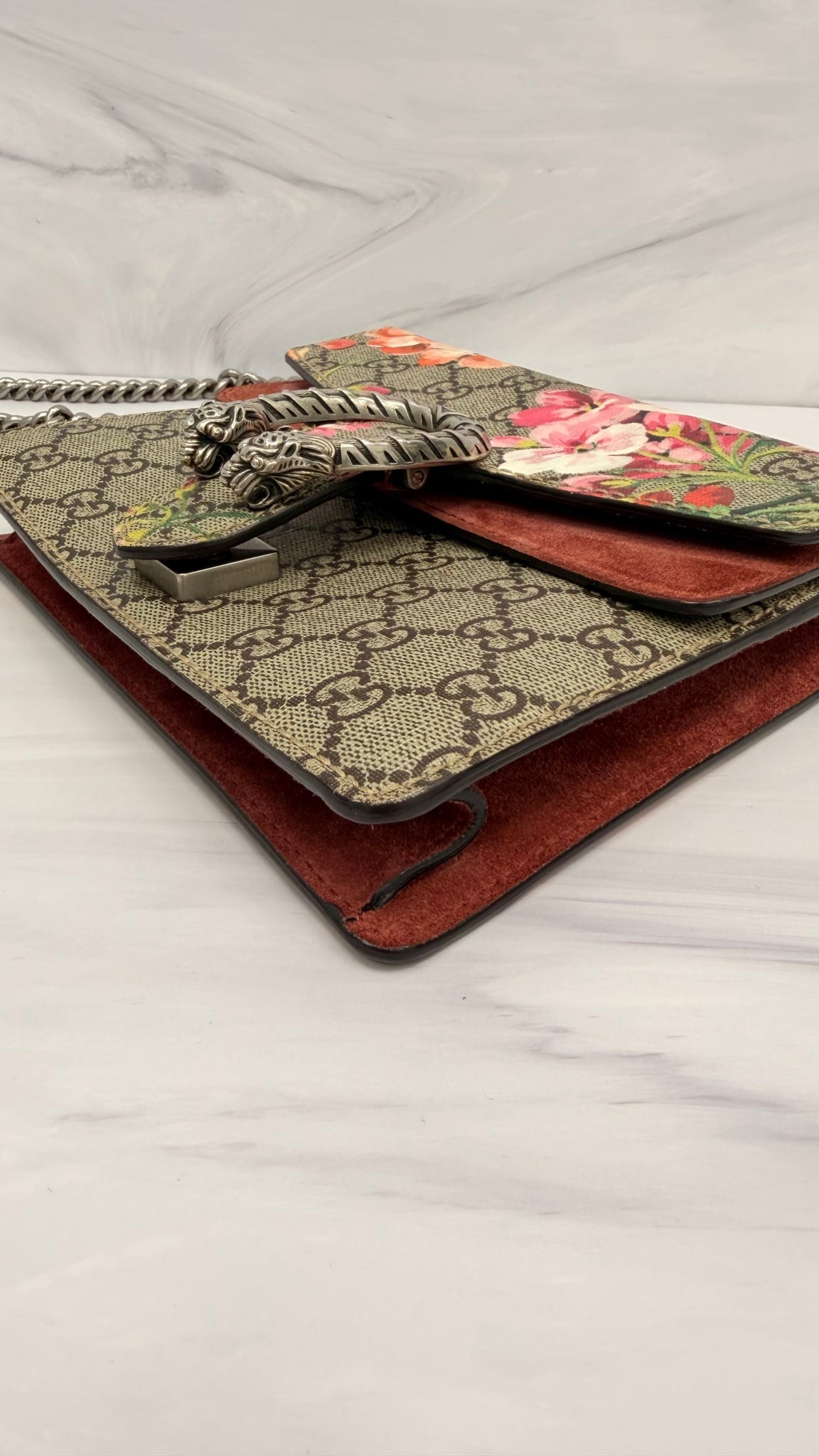 Gucci GG Supreme Blooms Mini Dionysus Chain Crossbody Bag 
