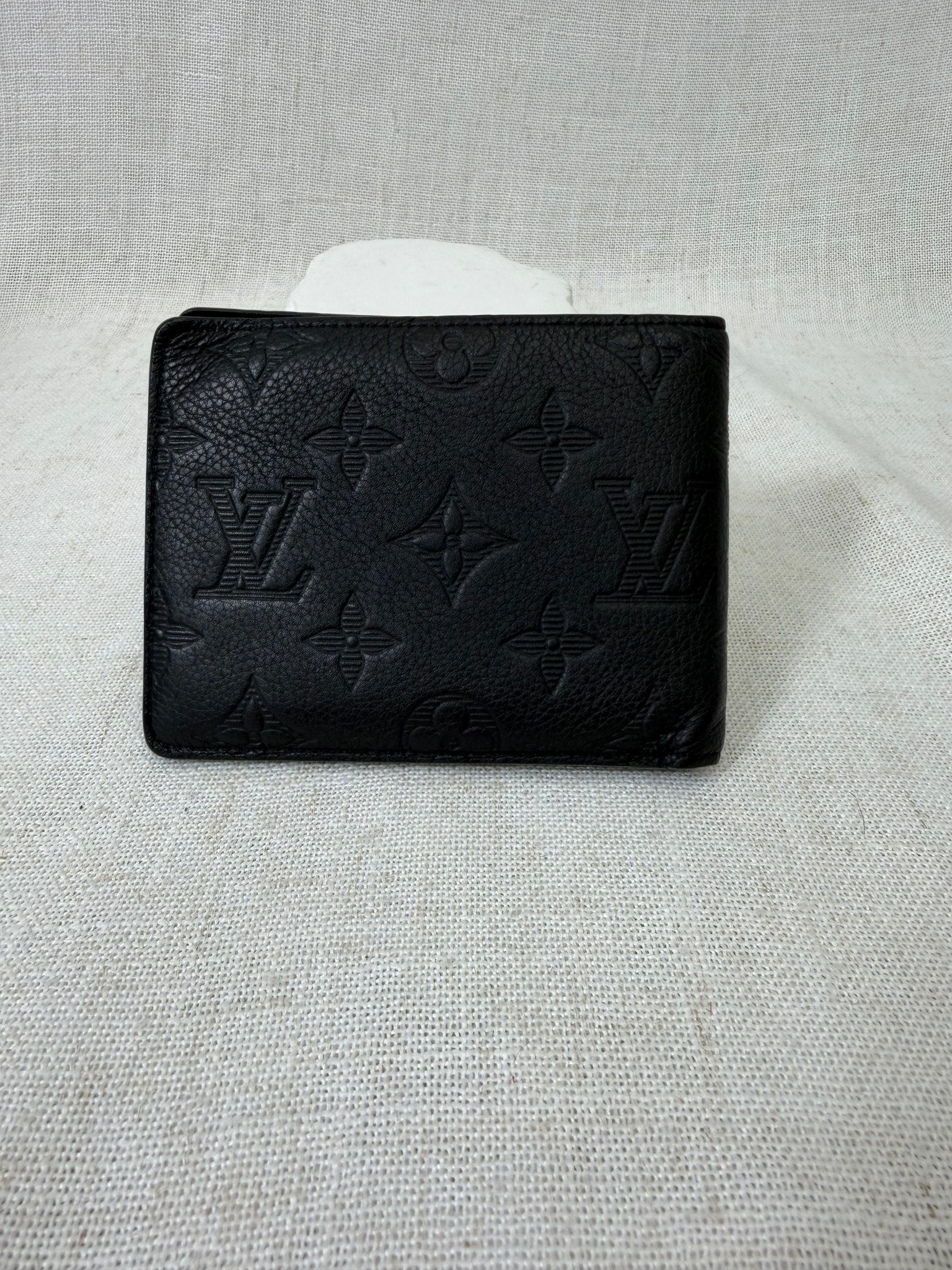 Louis Vuitton Black Calfskin Leather Shadow Monogram Wallet 