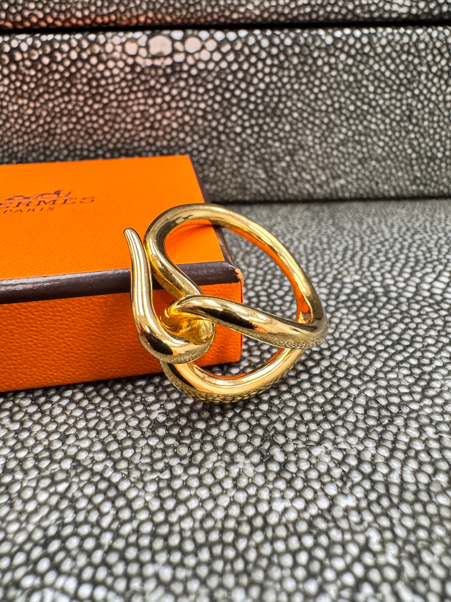 Hermes Gold Tone Jumbo Scarf Ring 