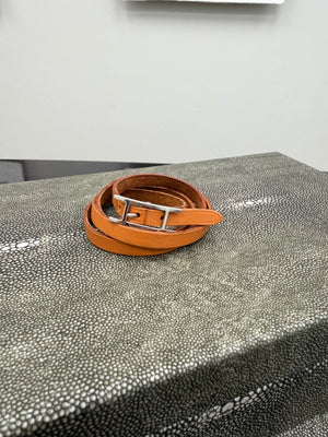 Hermes Brown Leather Behapi Double Tour Bracelet