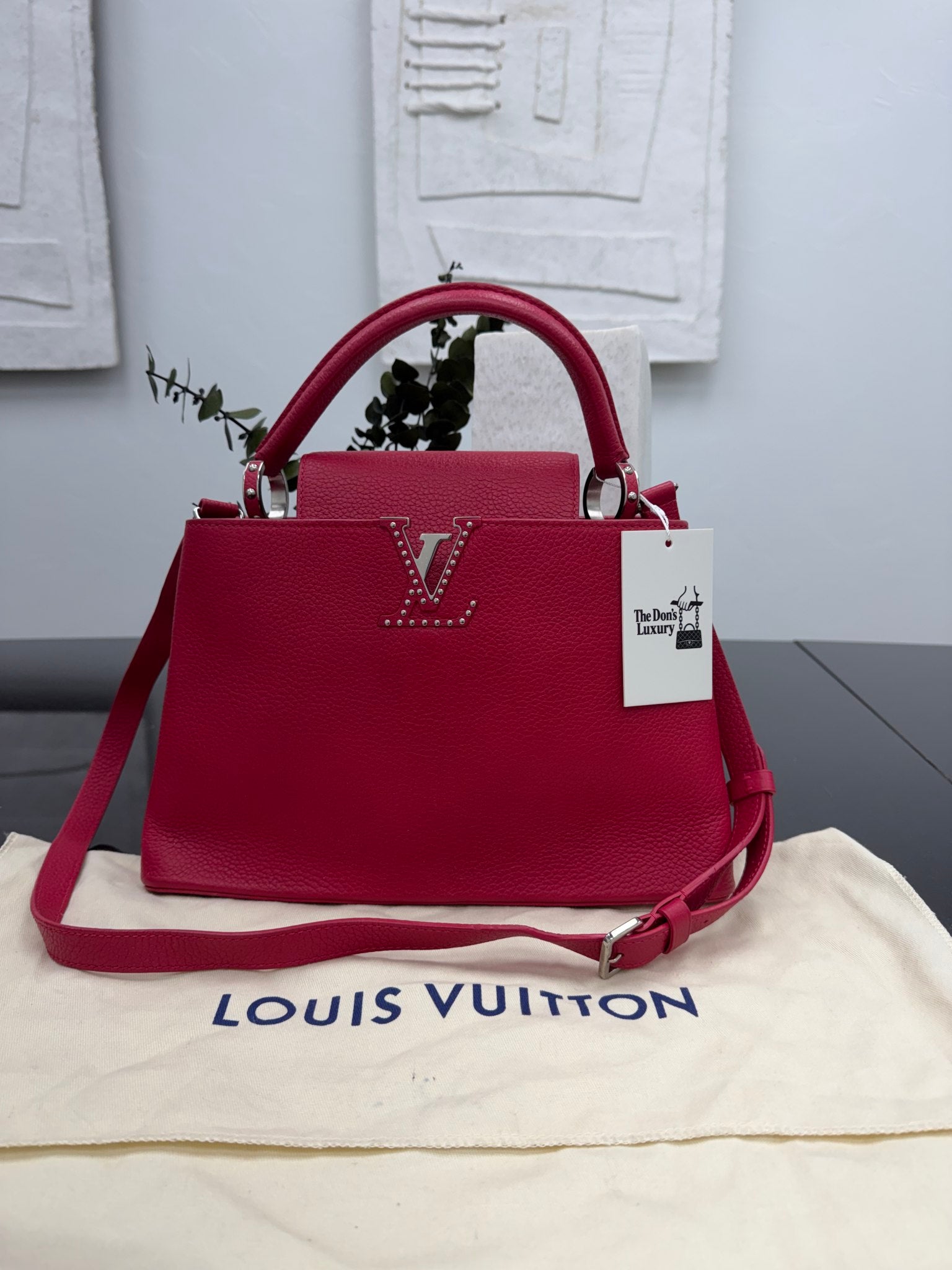 Louis Vuitton Rasberry Taurillon Leather Capucines  MM Handbag