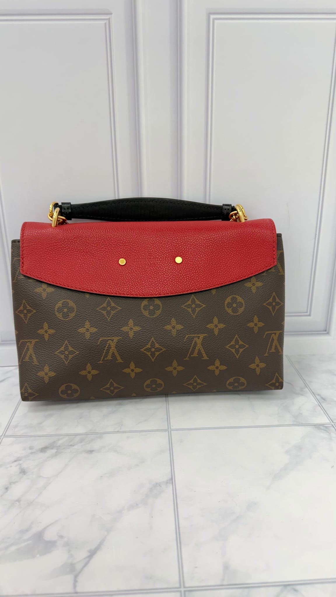 LIKE NEW - Louis Vuitton Red Monogram Saint Placide Chain Shoulder  