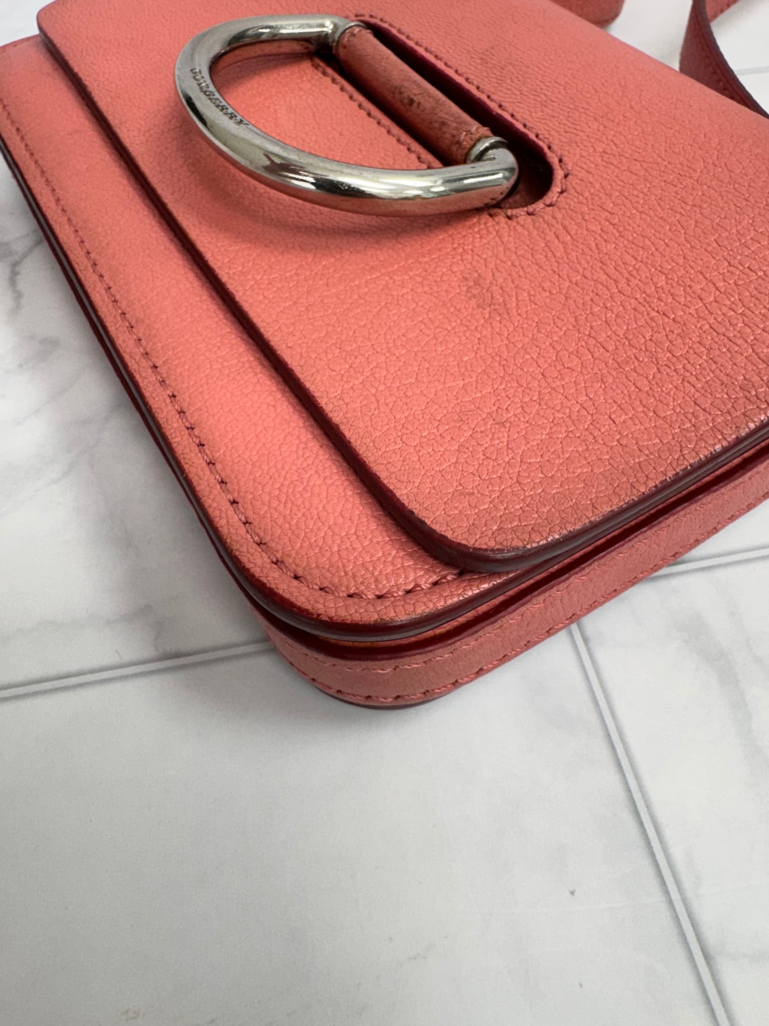 Burberry Pink Grained Leather D-Ring Shoulder bag