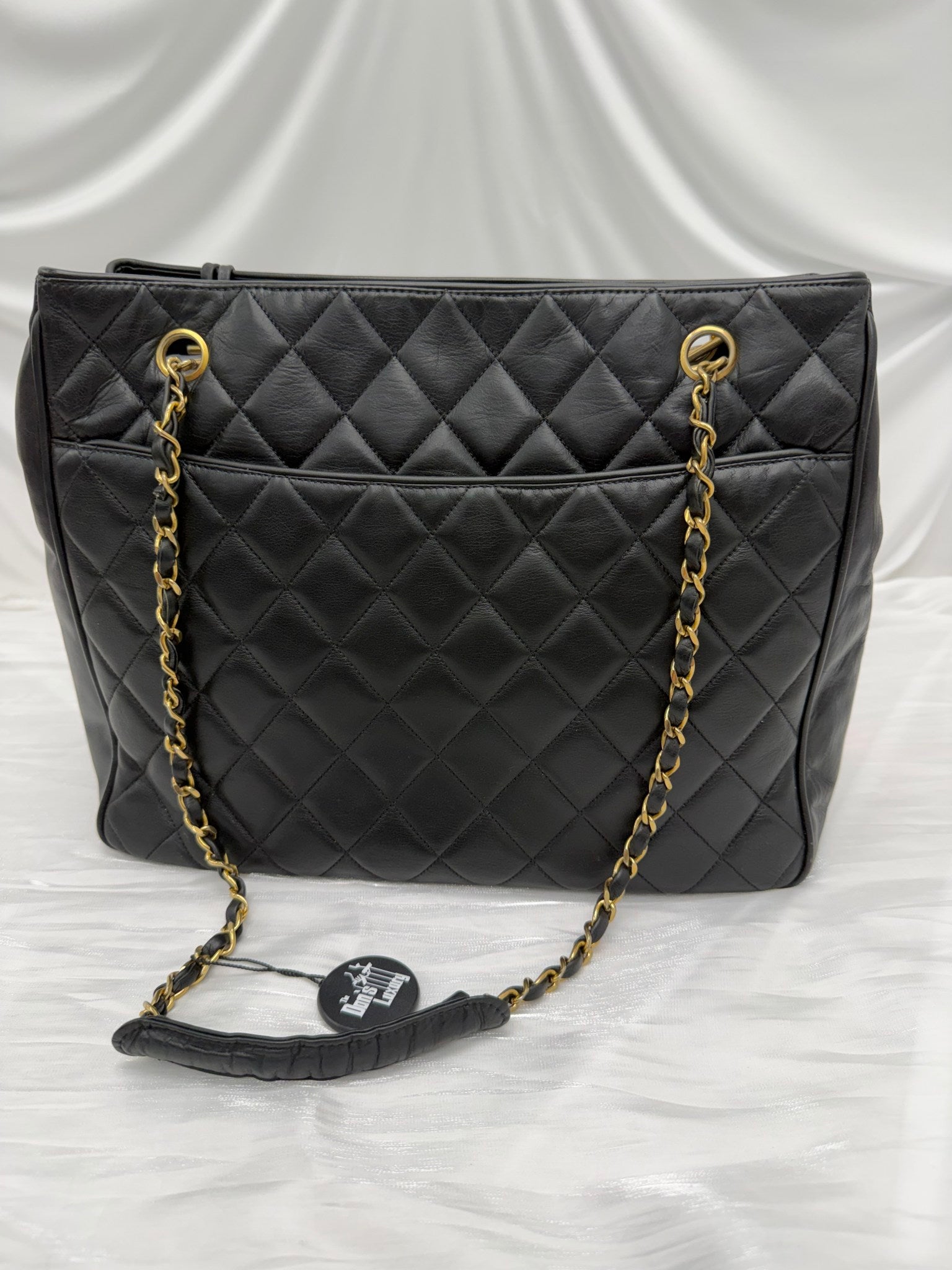 Chanel Black Quilted Lambskin Jumbo Chain Tote