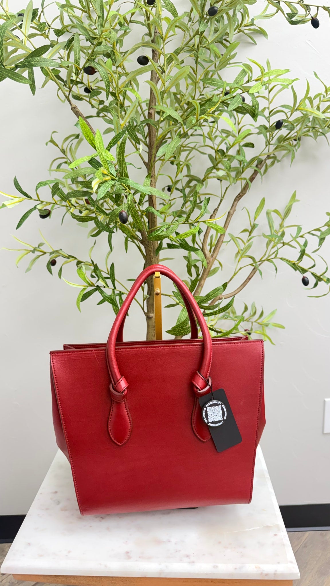 Celine Red Leather Tie Knot Small Tote Bag 