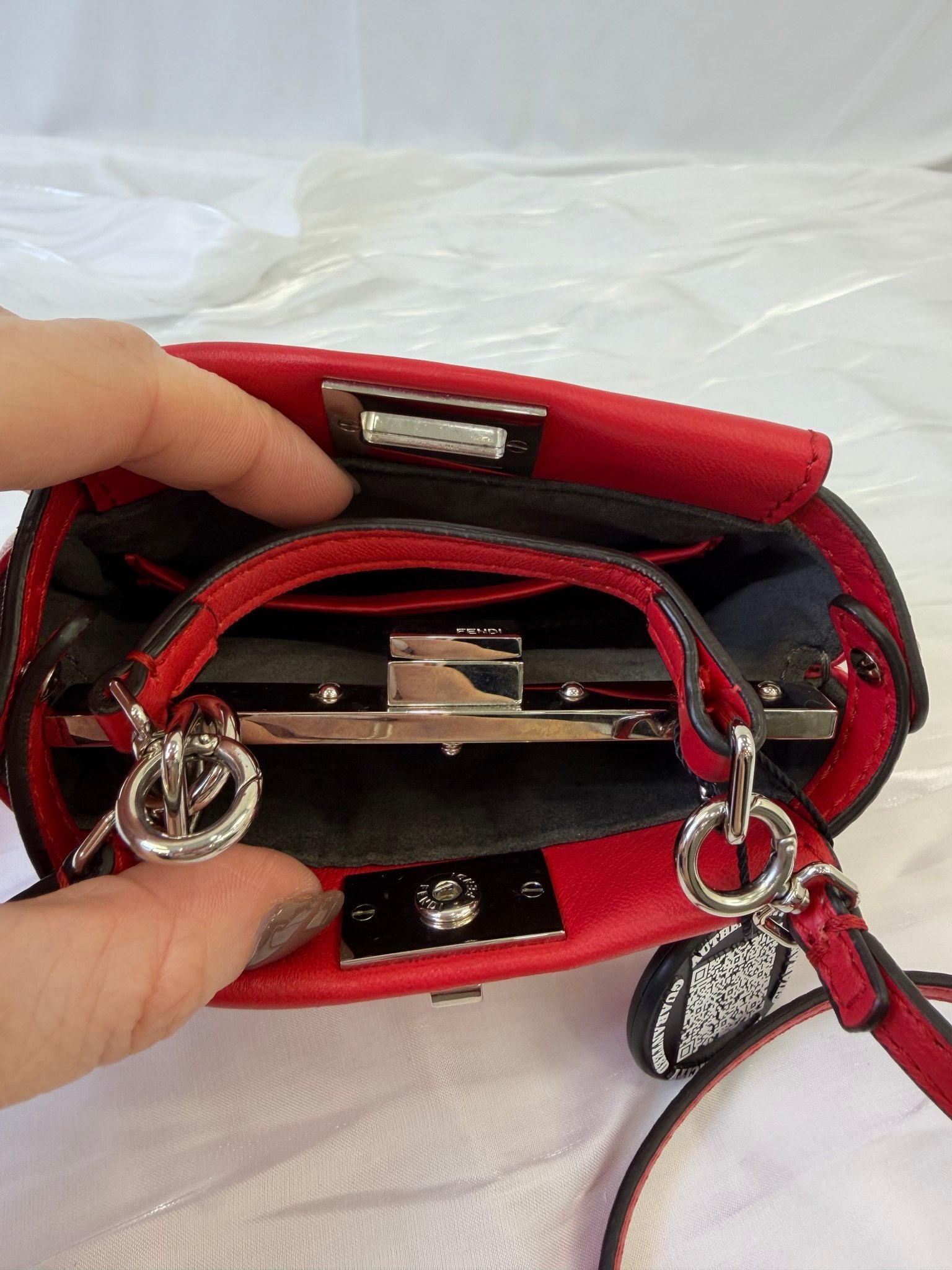 Fendi Red Leather Peekaboo Micro Bag