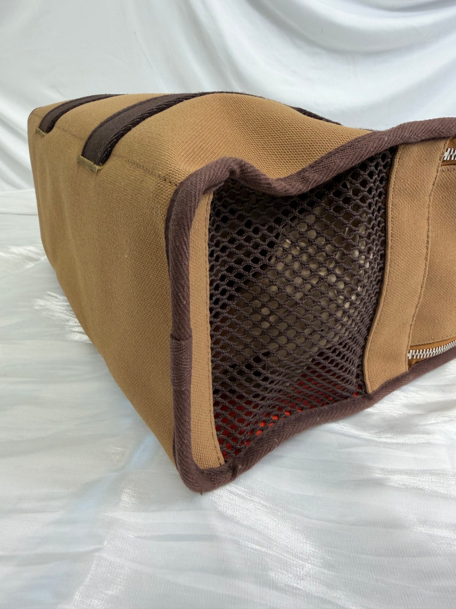 Hermes Brown Canvas Toile Pet Carrier