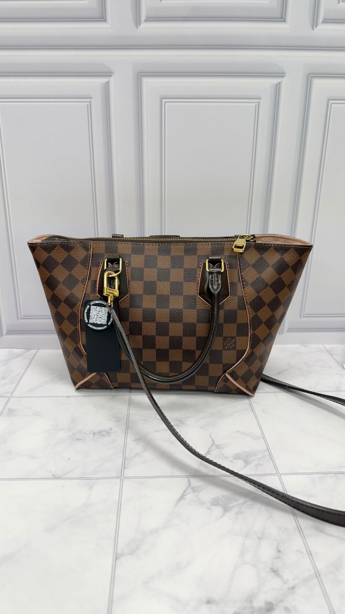 Louis Vuitton Damier Ebene & Pink Caissa PM 2Way Bag