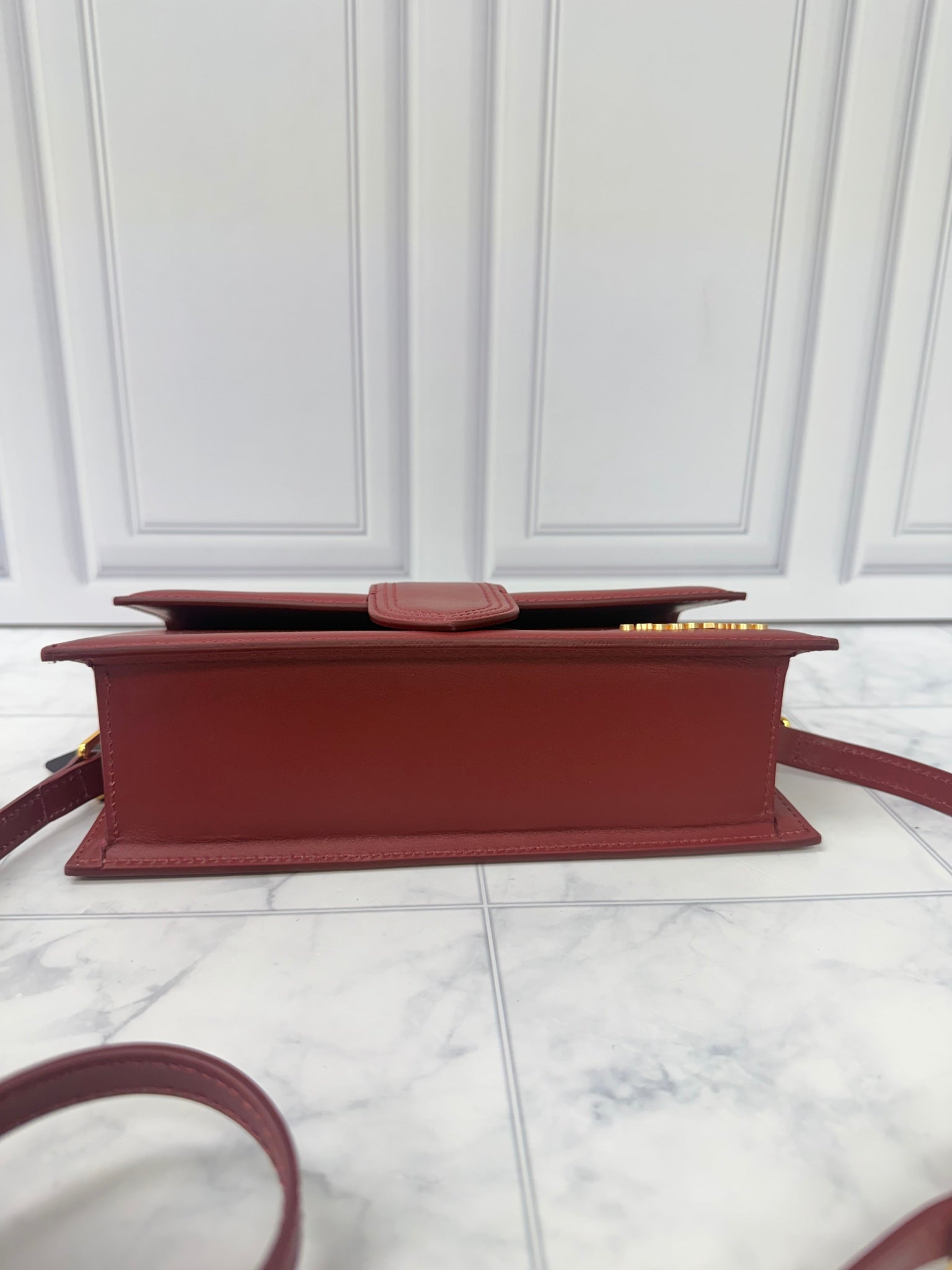 BRAND NEW - Jacquemus Burgundy Leather Le Grand Bambino 2Way Handbag