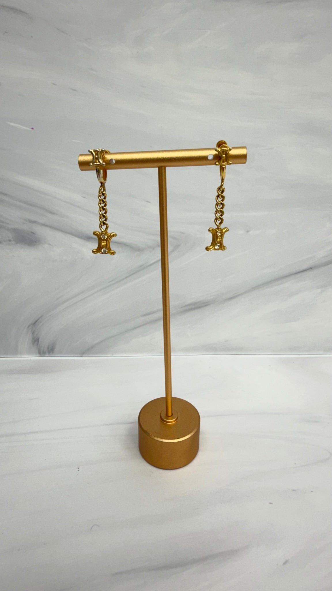 Celine Gold Tone Drop Earrings