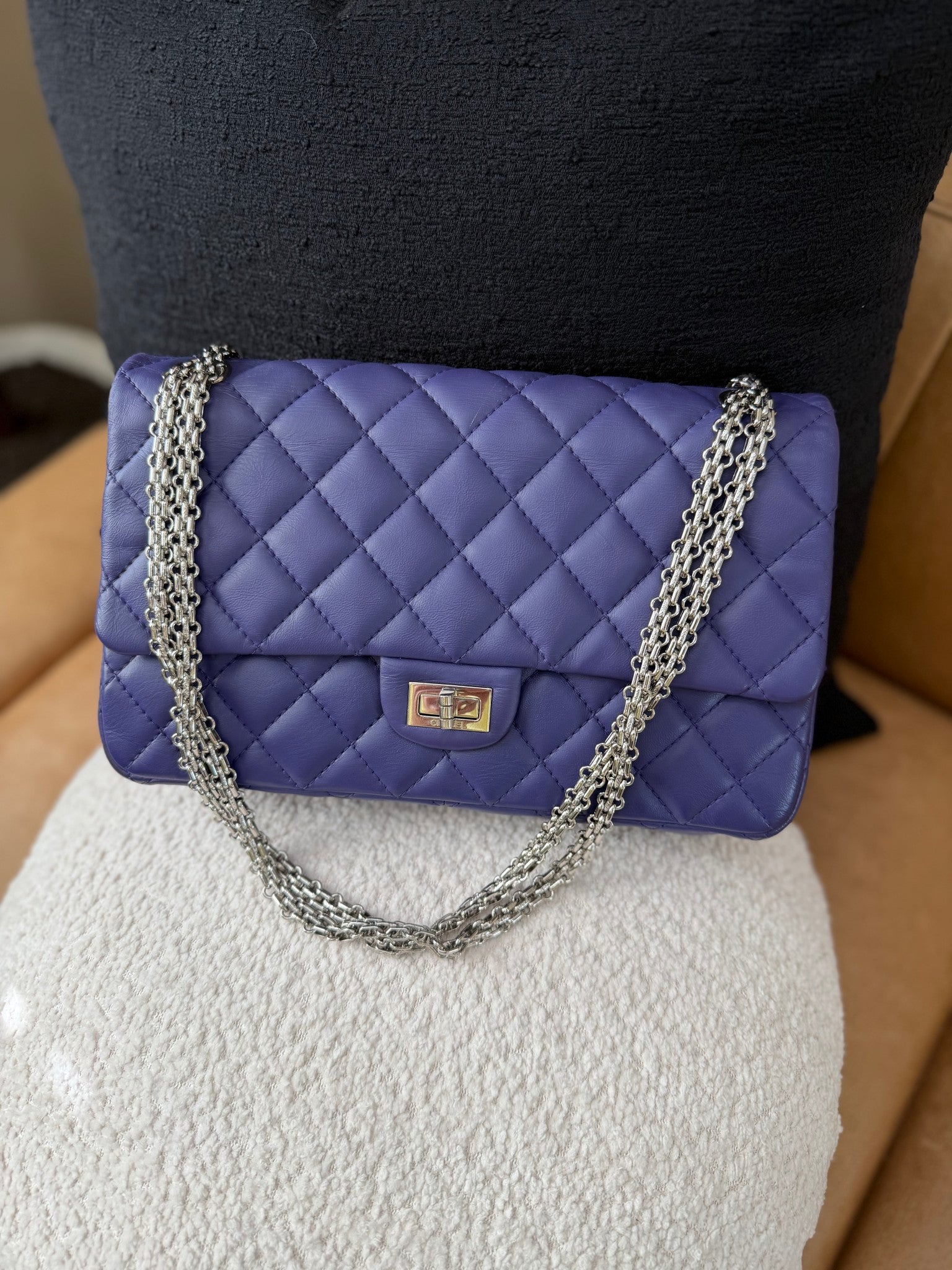 Chanel Purple Quilted Lambskin Reissue 2.55 Double Flap Bag 