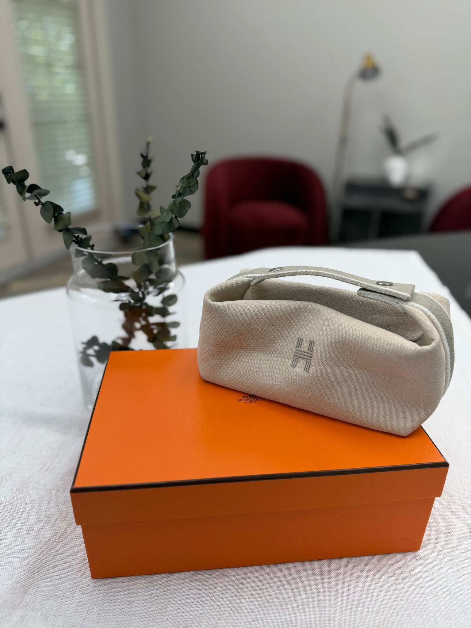 Hermes Cream Canvas Bride-A-Brac PM Case 