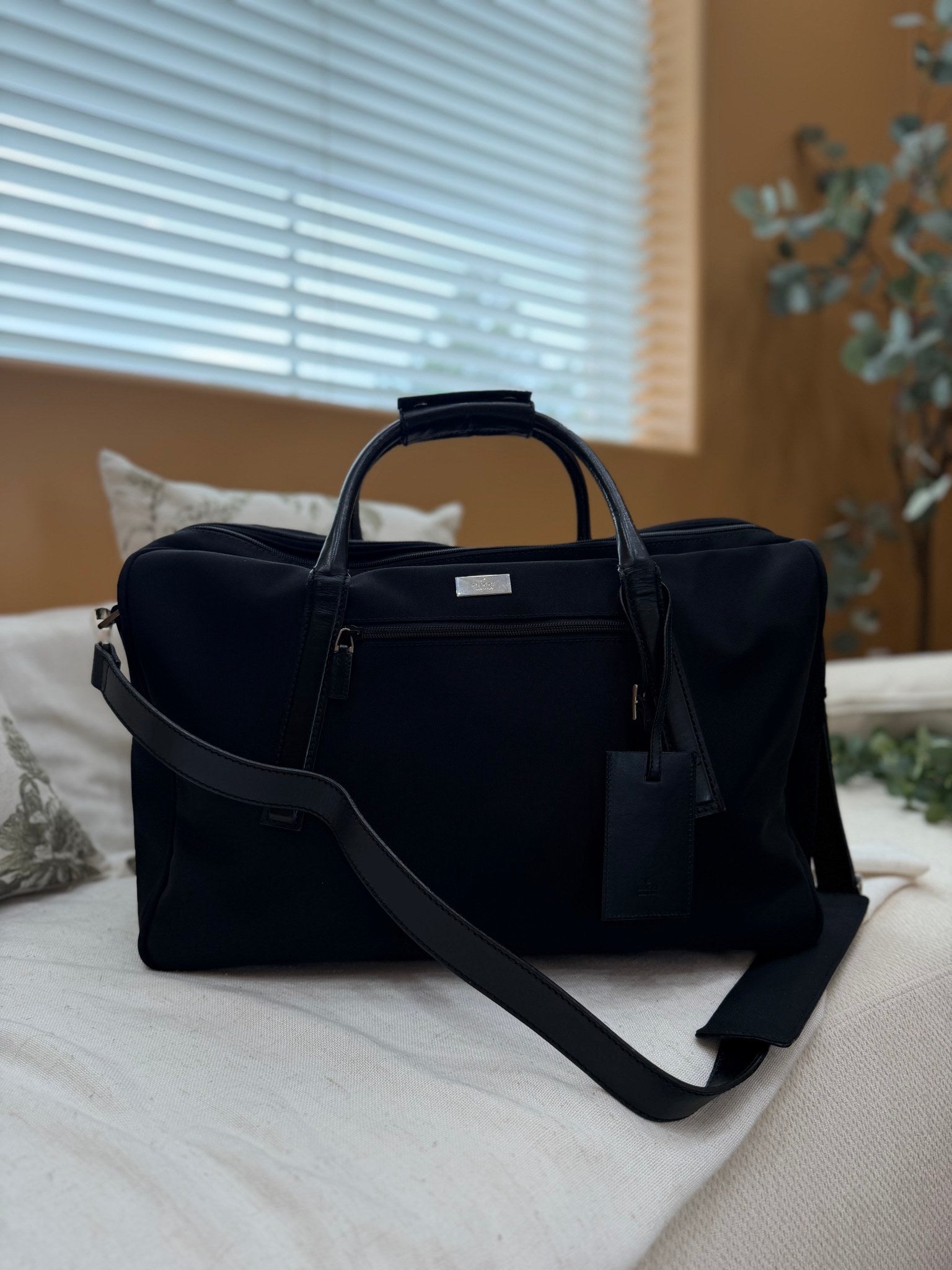 Gucci Black Nylon And Leather Duffle Bag