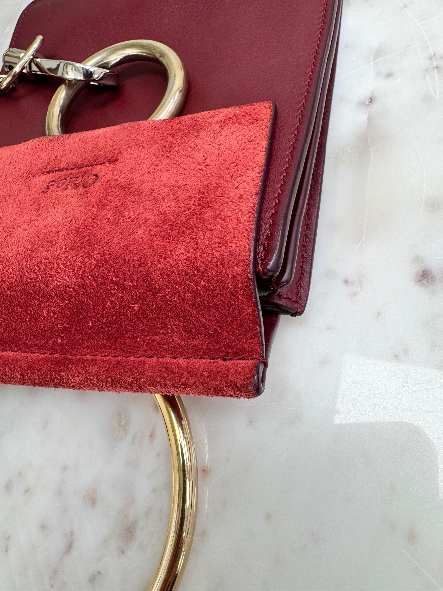 Chloe Red Smooth Leather Mini Faye Bracelet Crossbody Bag