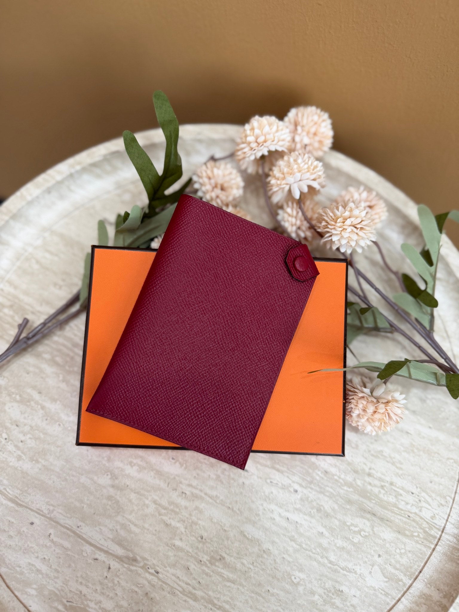 BRAND NEW- Hermes Rouge Grenat Epsom Tarmac Passport Holder PM
