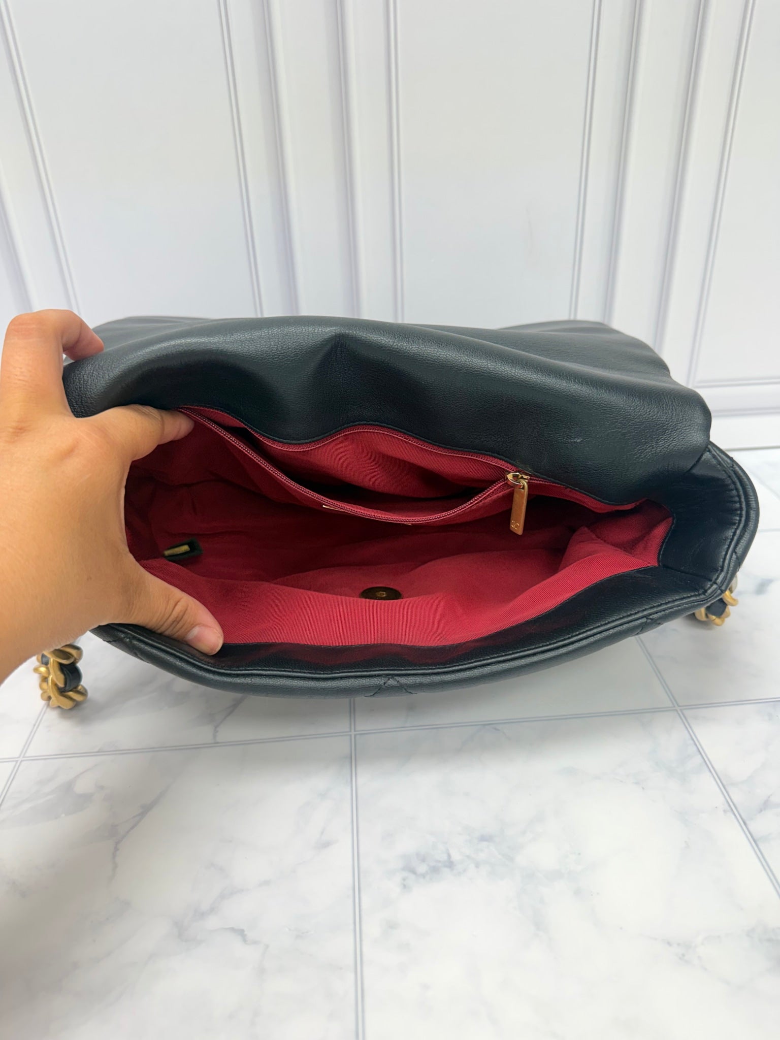 Chanel Black Leather Chanel 19 Large Flap Bag 