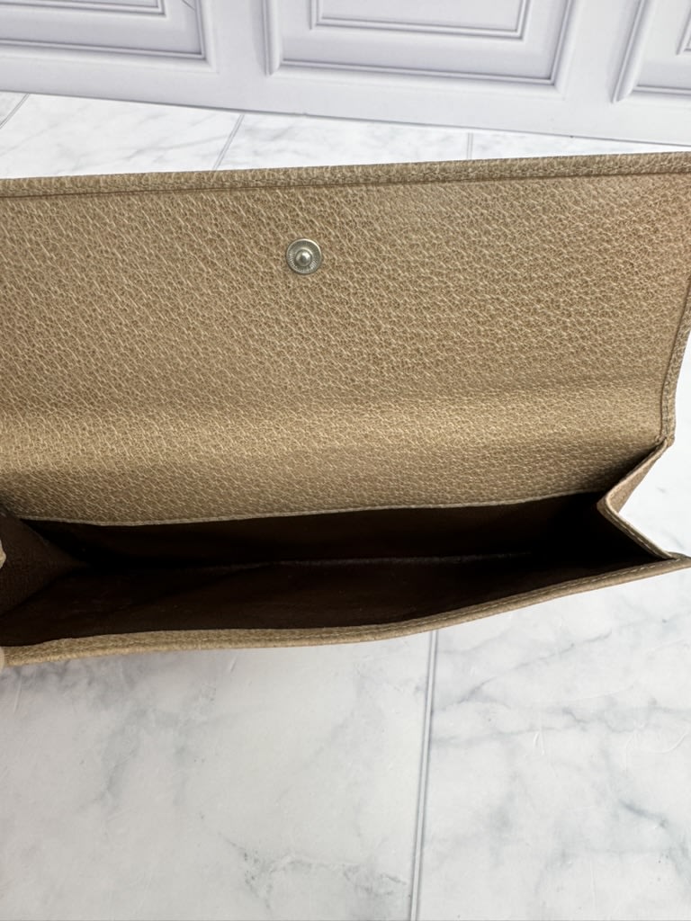 LIKE NEW - Gucci Beige Canvas And Leather Long Wallet