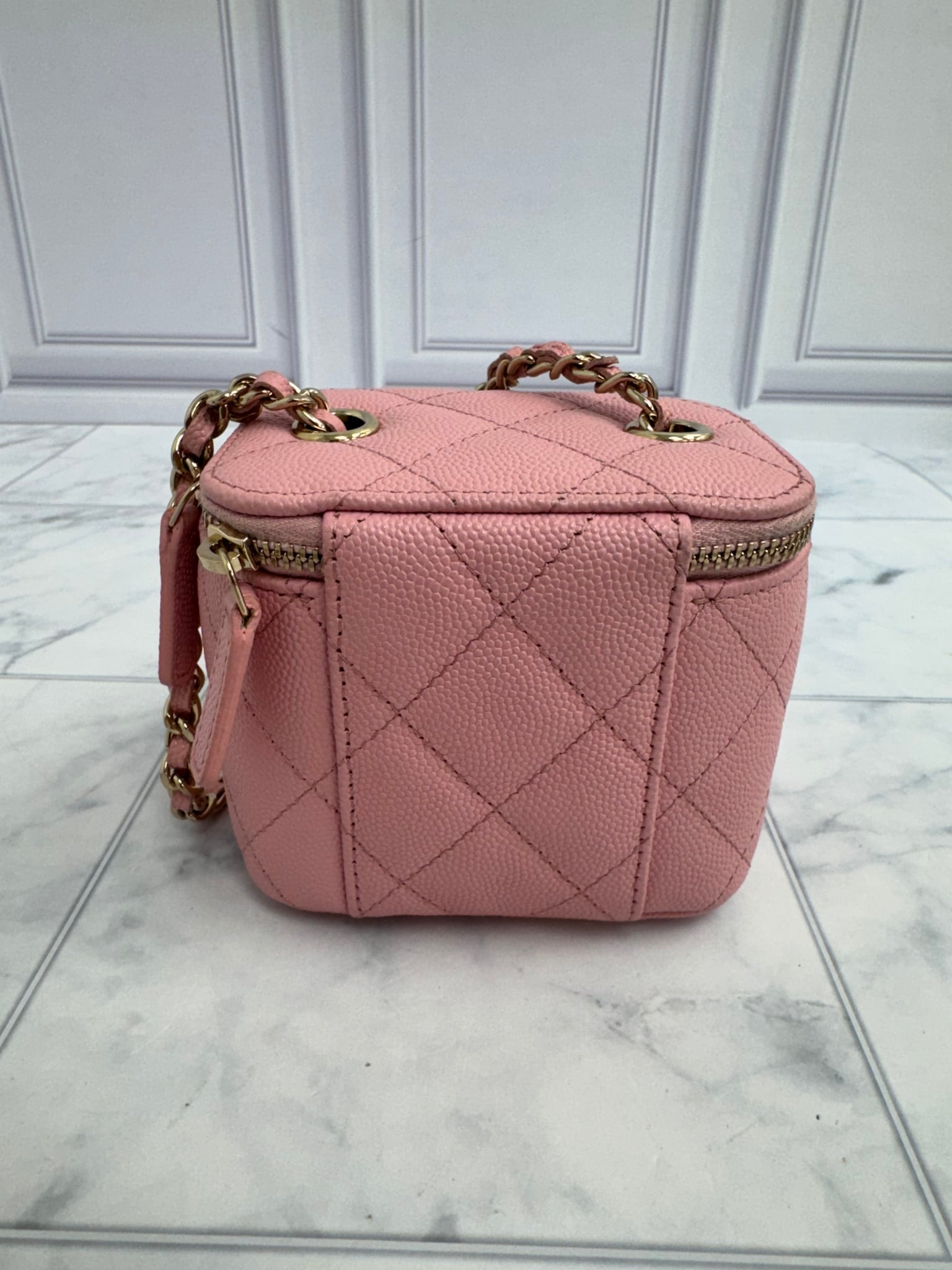 LIKE NEW - Chanel Pink Caviar Leather Mini Vanity Crossbody Bag