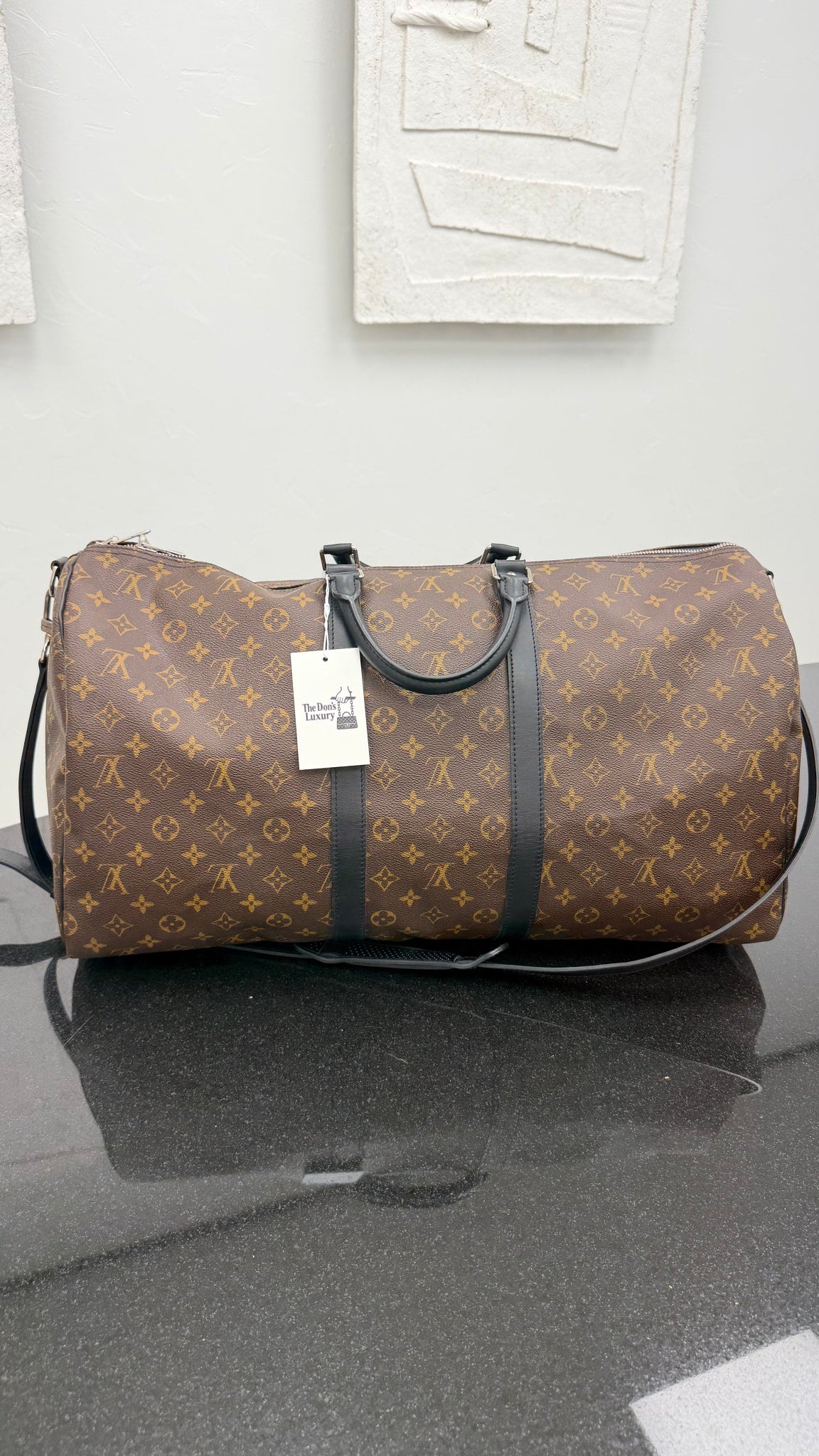 Louis Vuitton Monogram Macassar Keepall Bandouliere 55 Duffle Bag 