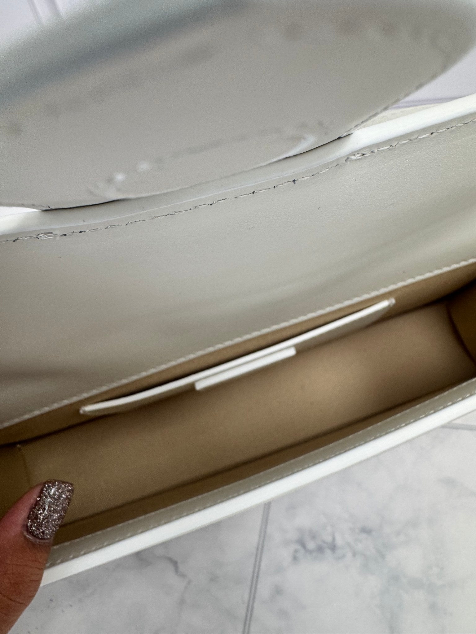 BRAND NEW Jacquemus White Leather Le Bambino Long Bag