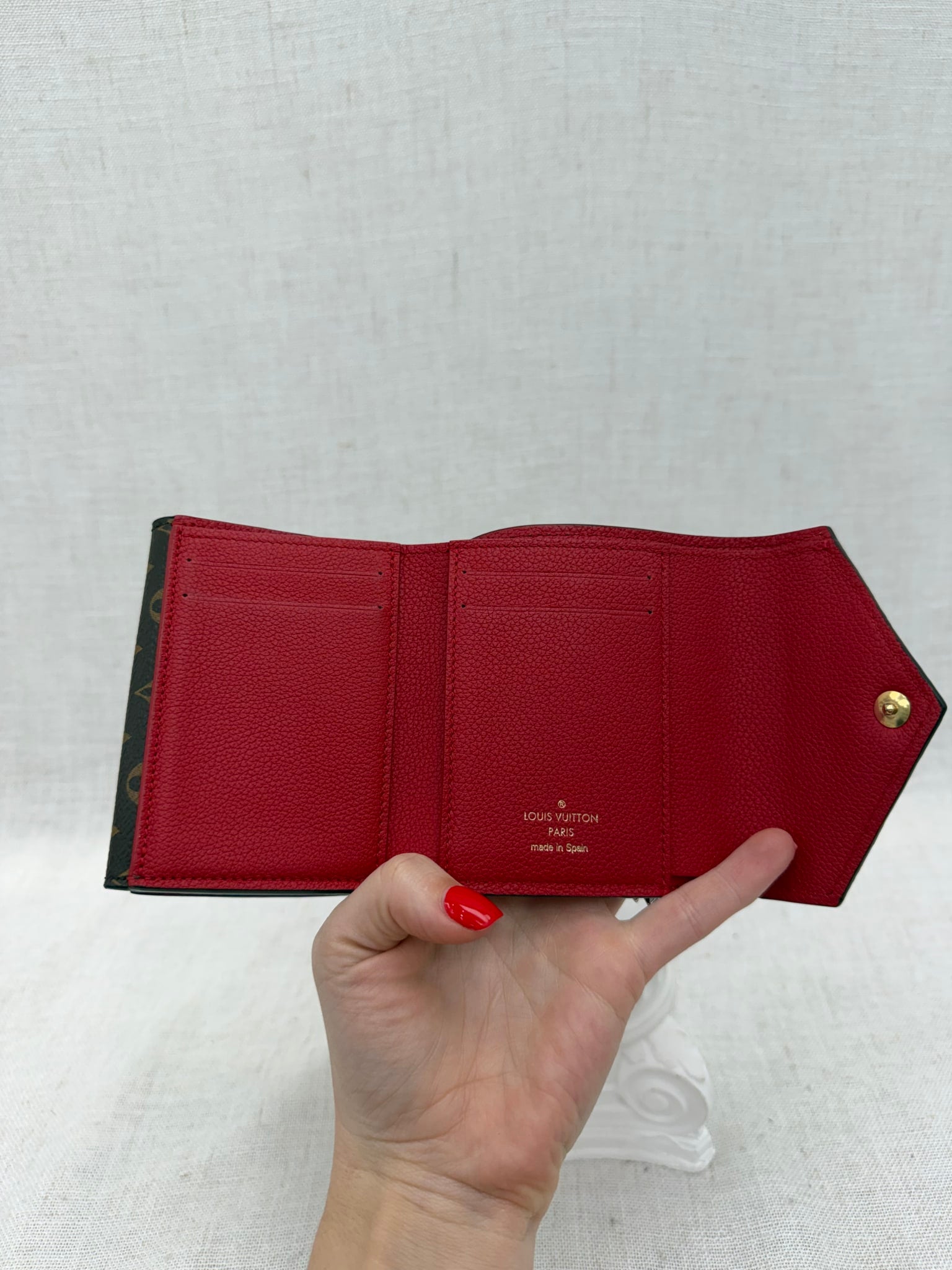 Louis Vuitton Monogram & Red Double V Compact Wallet