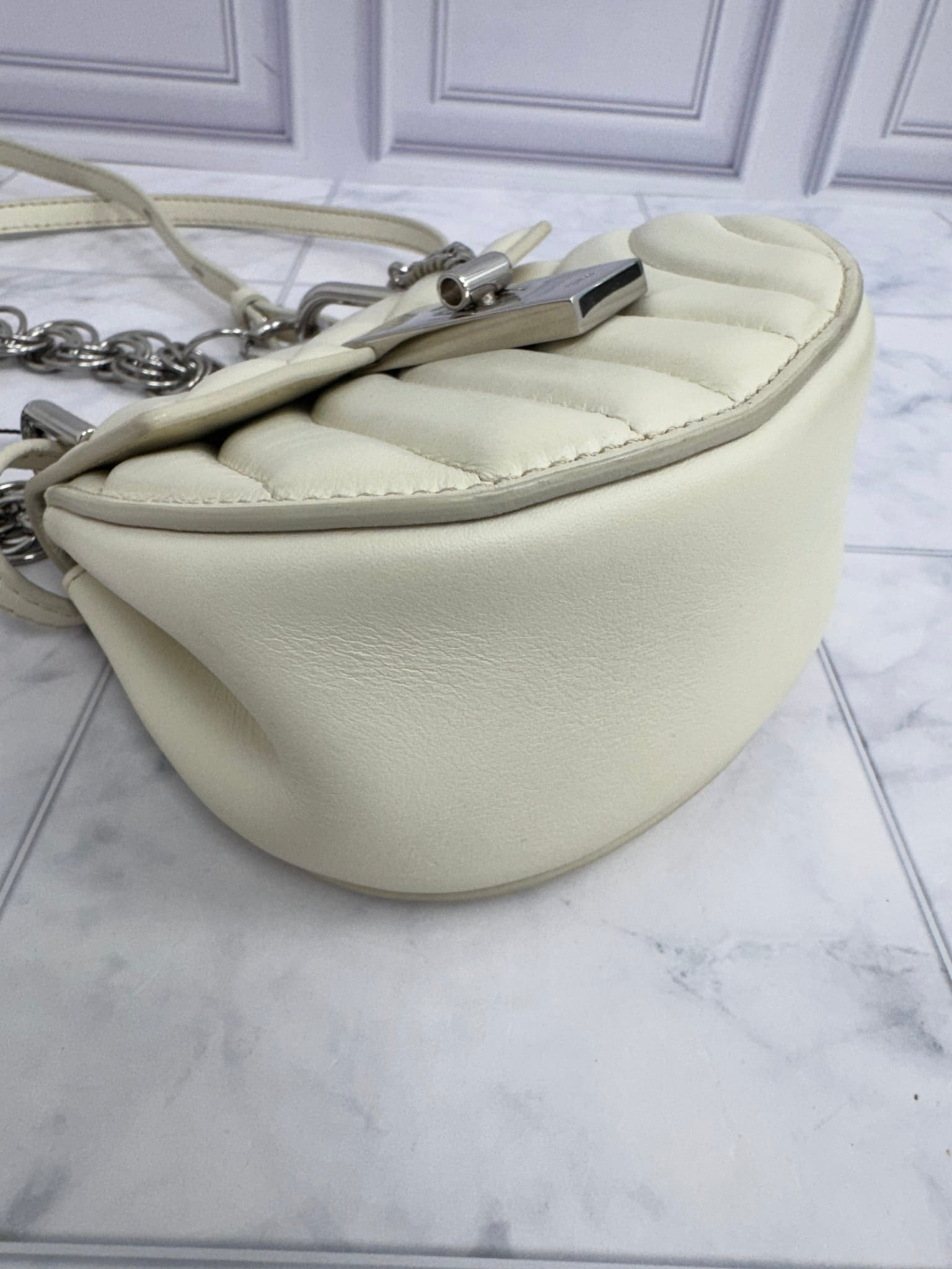Chloe White Quilted Leather Mini Drew Bijou Crossbody Bag