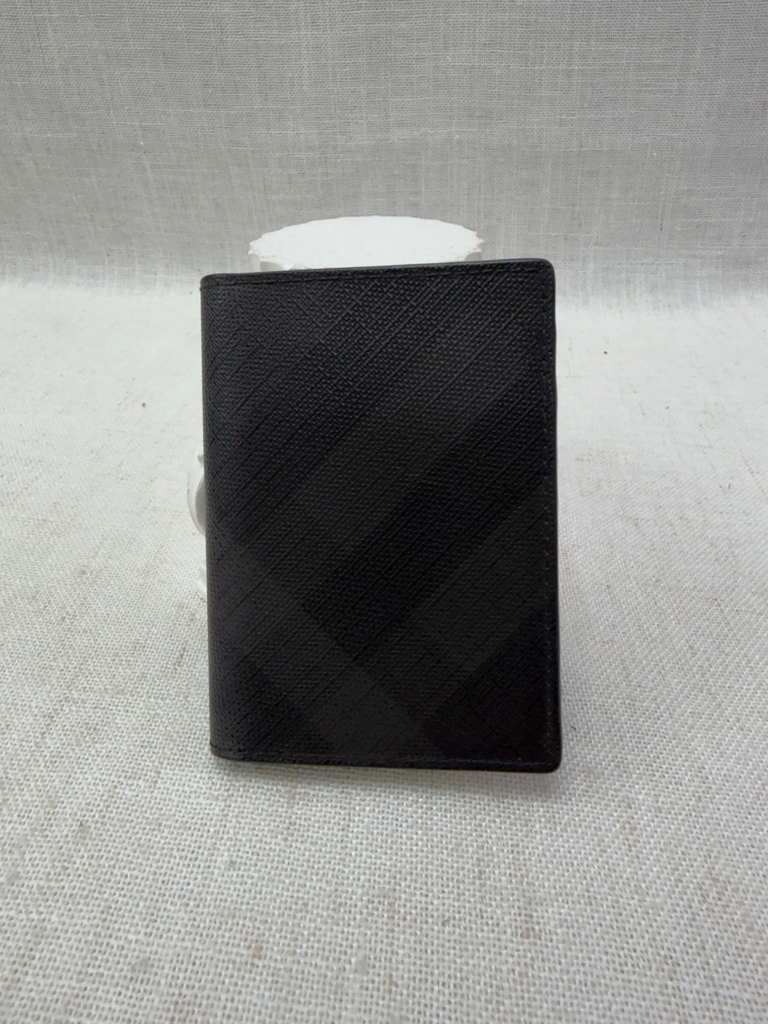 Burberry Black London Check Pebbled Leather Card Case