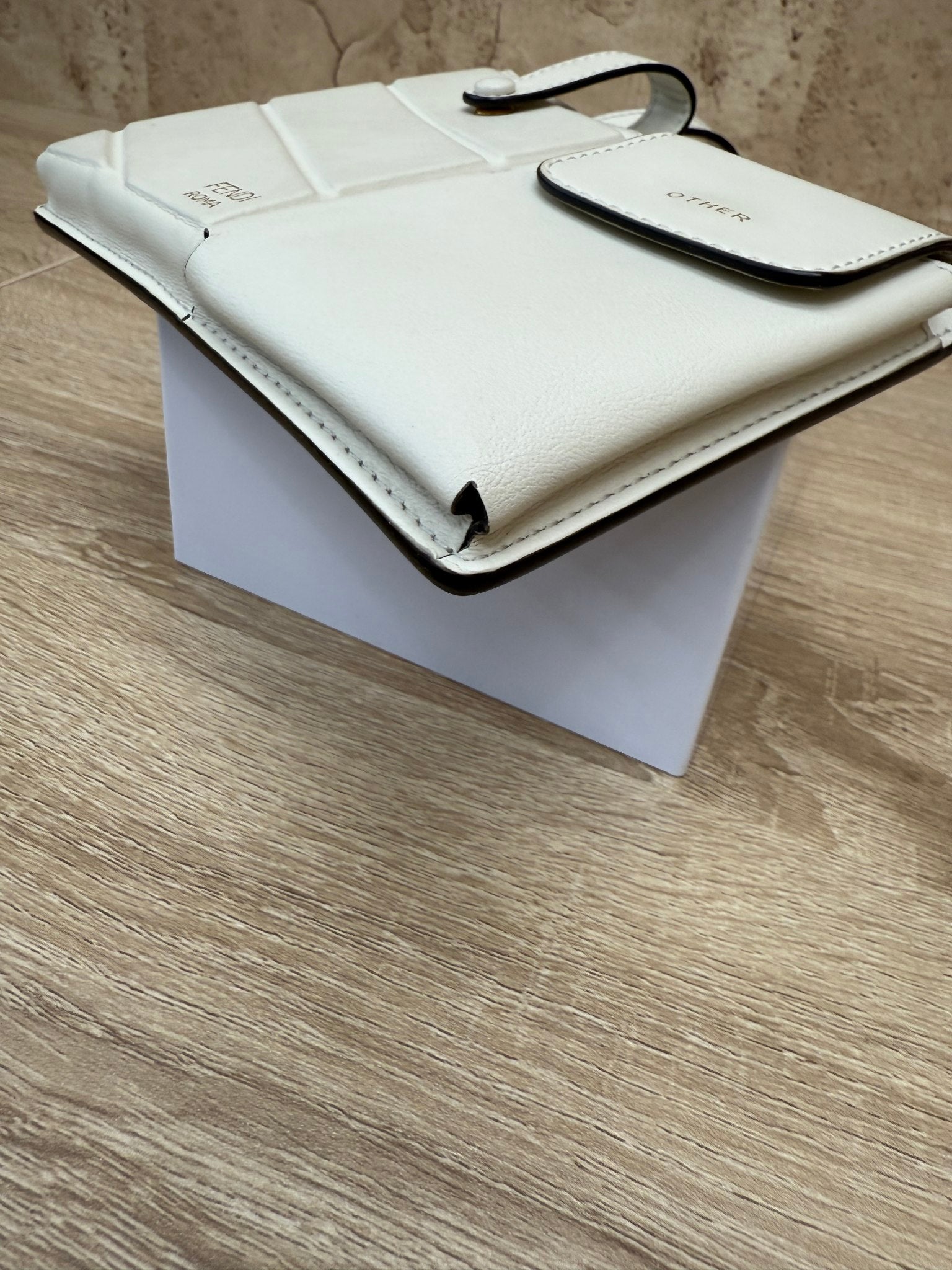 Fendi Ivory Leather Bustine Century Crossbody 