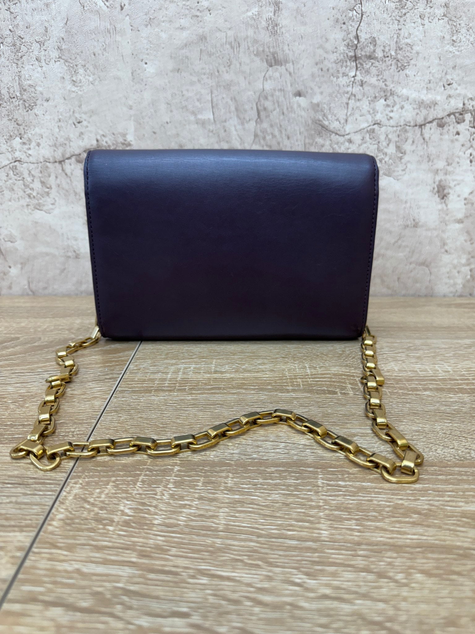 Louis Vuitton Purple Leather Chain Louise GM Clutch Bag