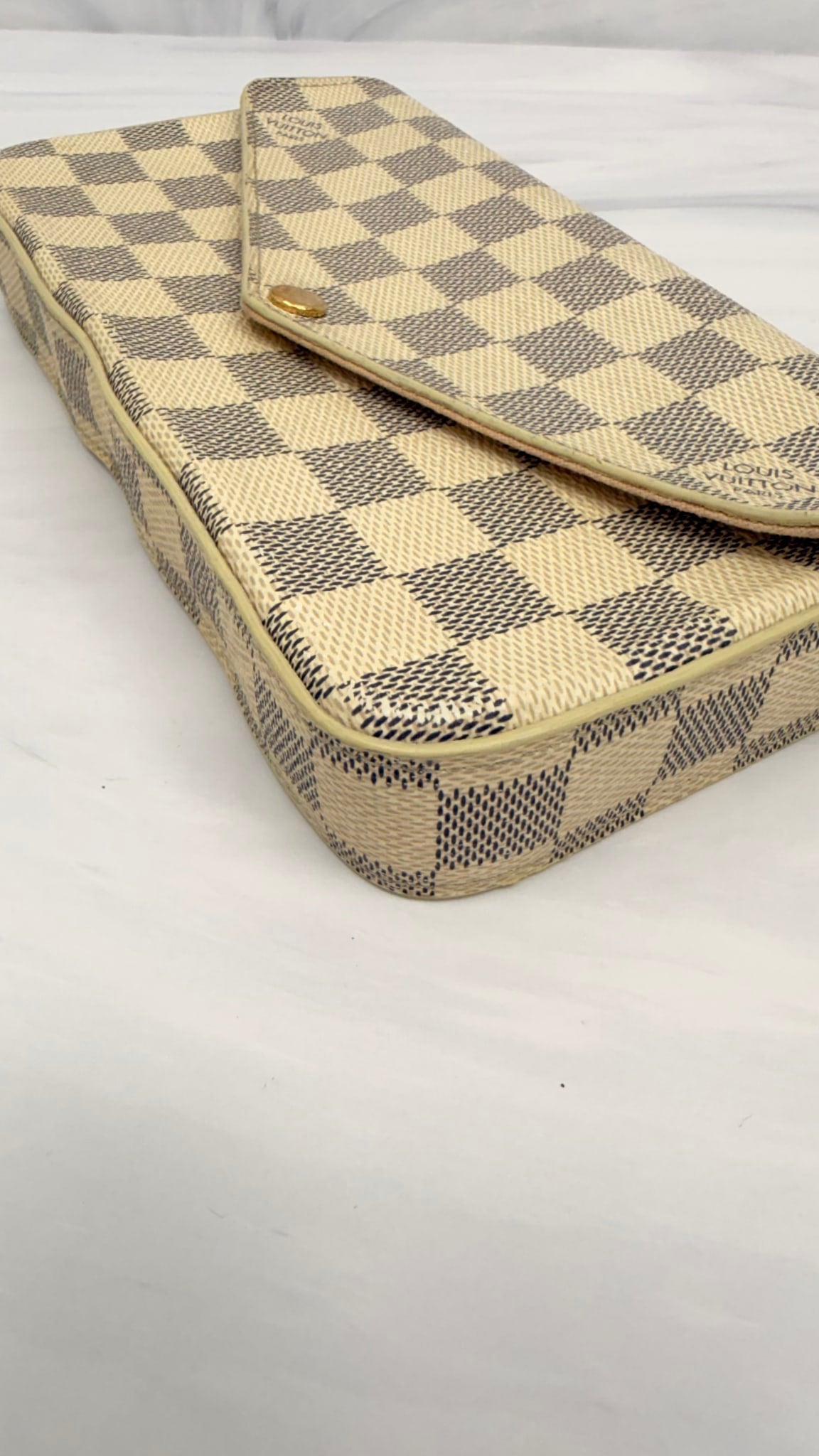 Louis Vuitton Damier Azur Pochette Felicie Chain Crossbody Bag 
