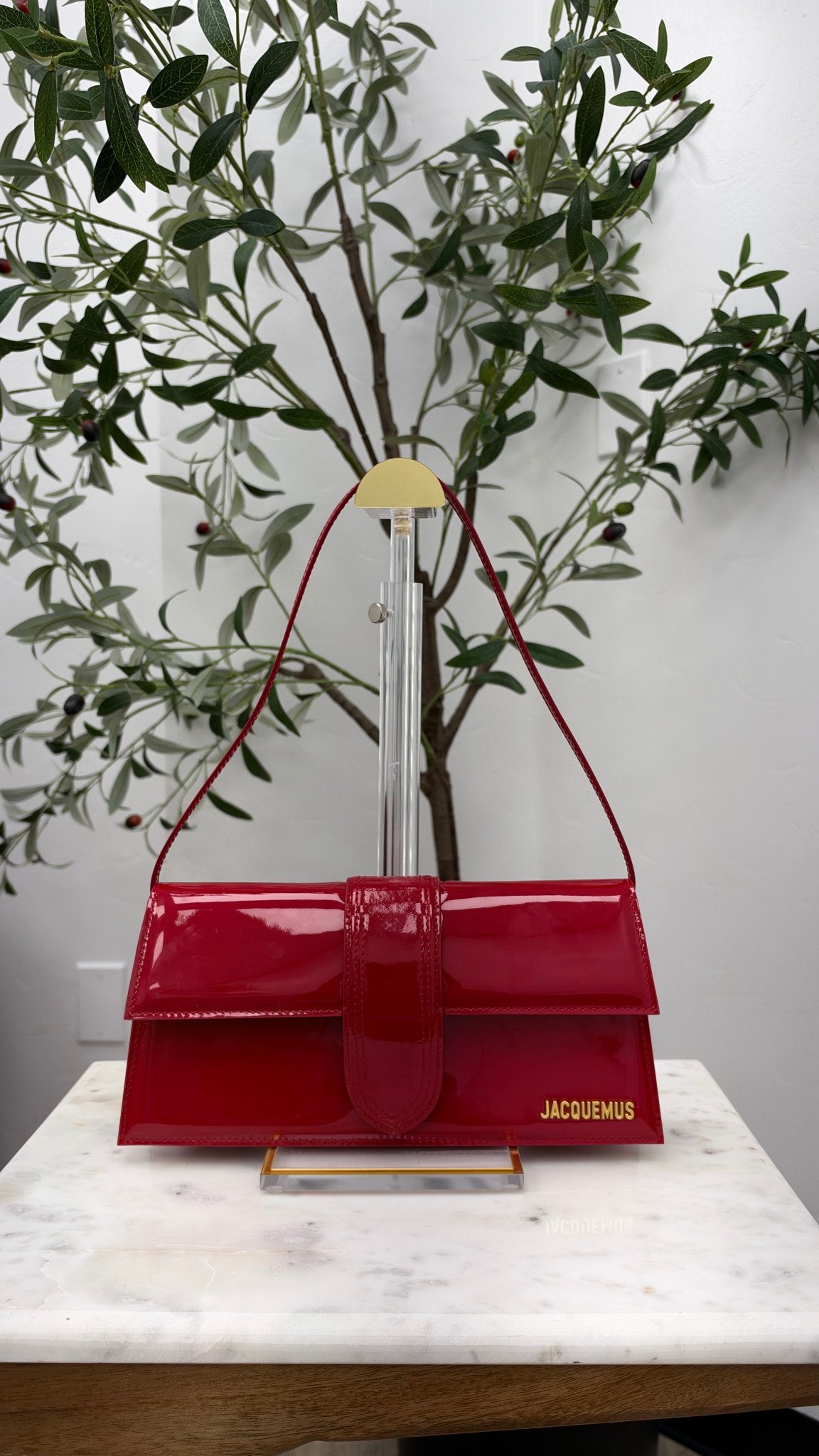 BRAND NEW - Jacquemus Cherry Red Patent Leather Long Bambino