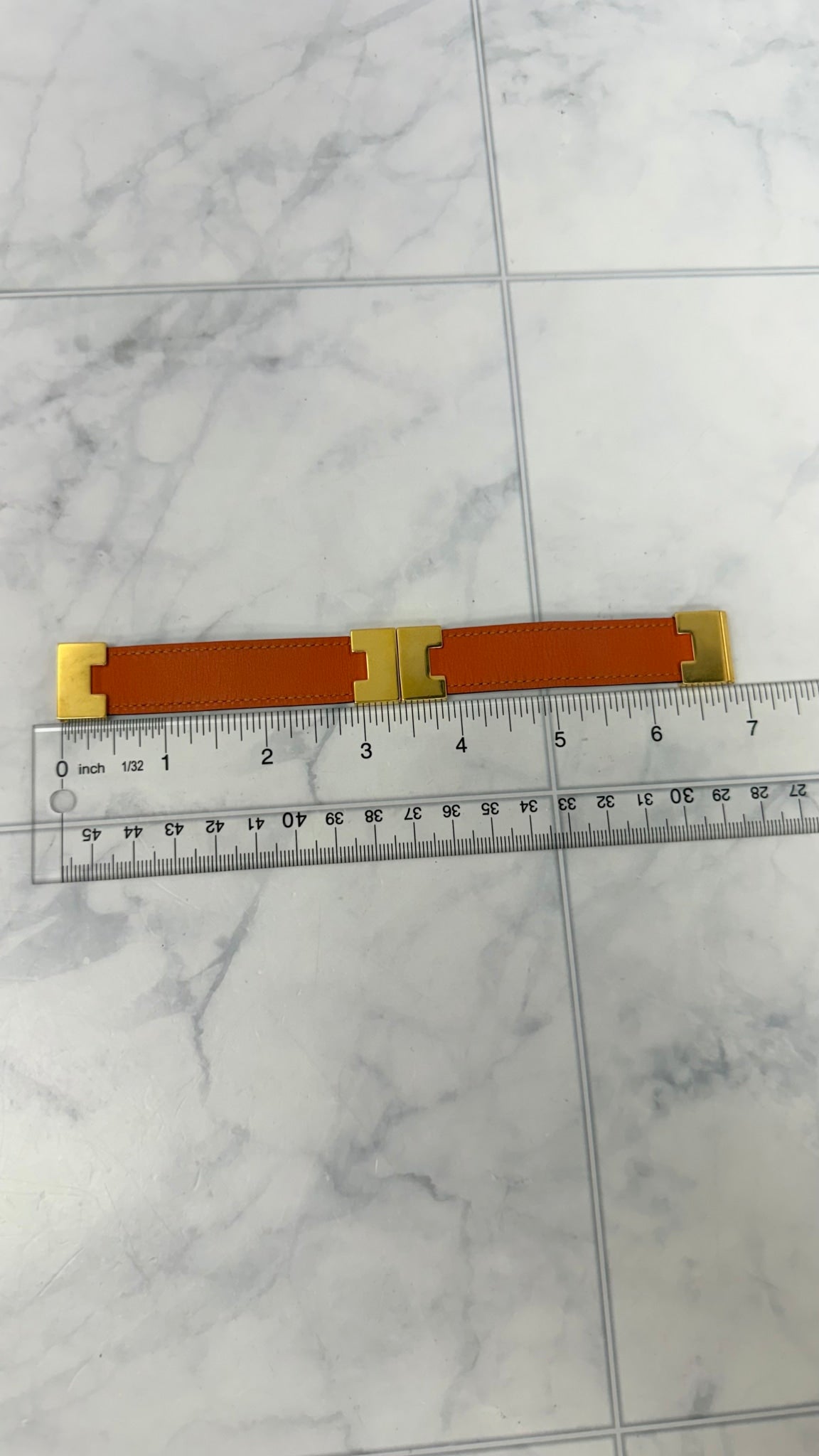Hermes Black And Orange Leather Lurie Reversible Bracelet