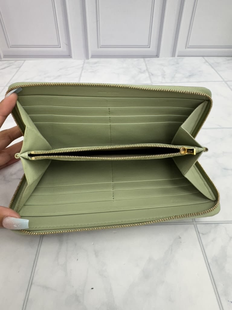 Celine Green And Black Leather Zippy Wallet
